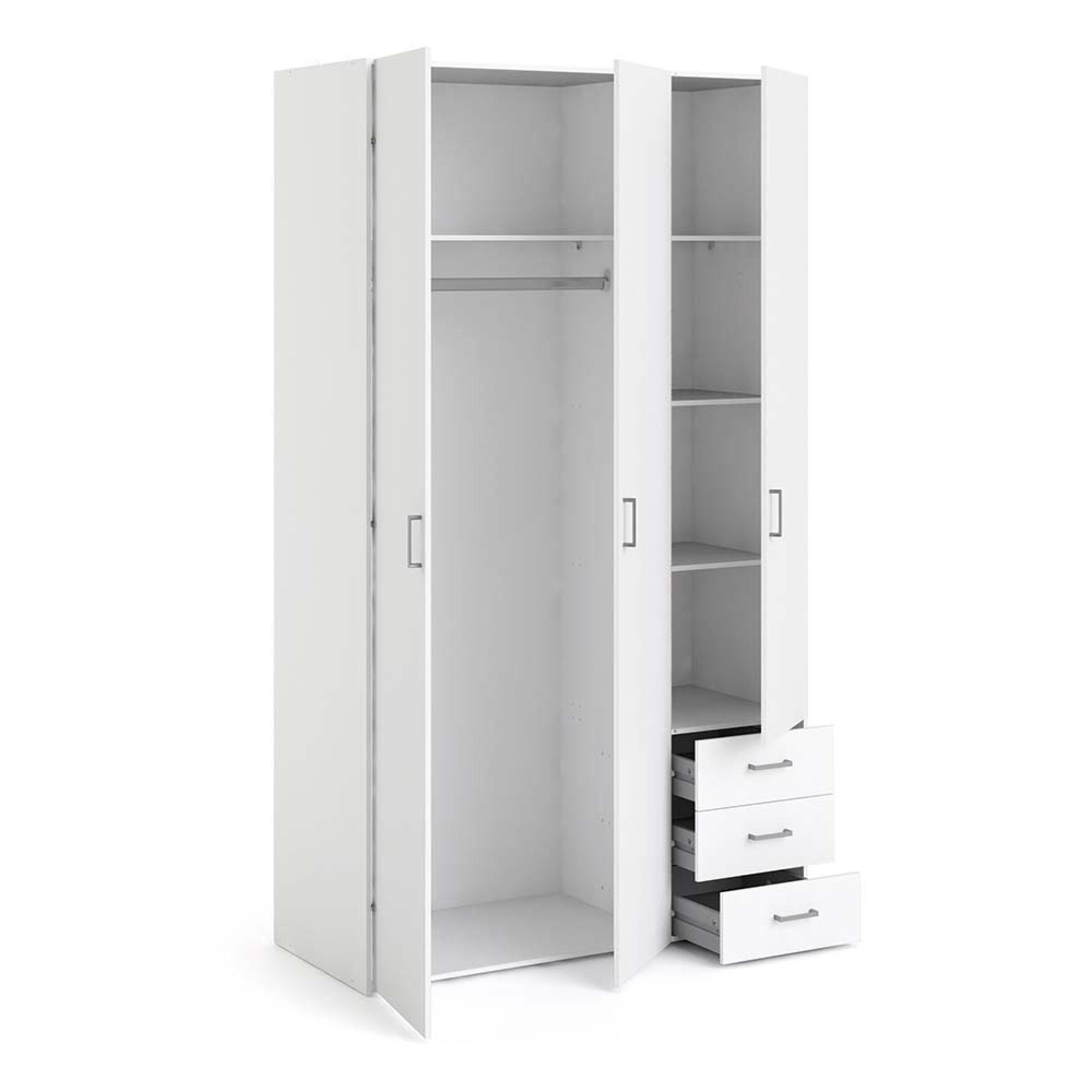 Space Wardrobe - 3 Door - 3 Drawer - White