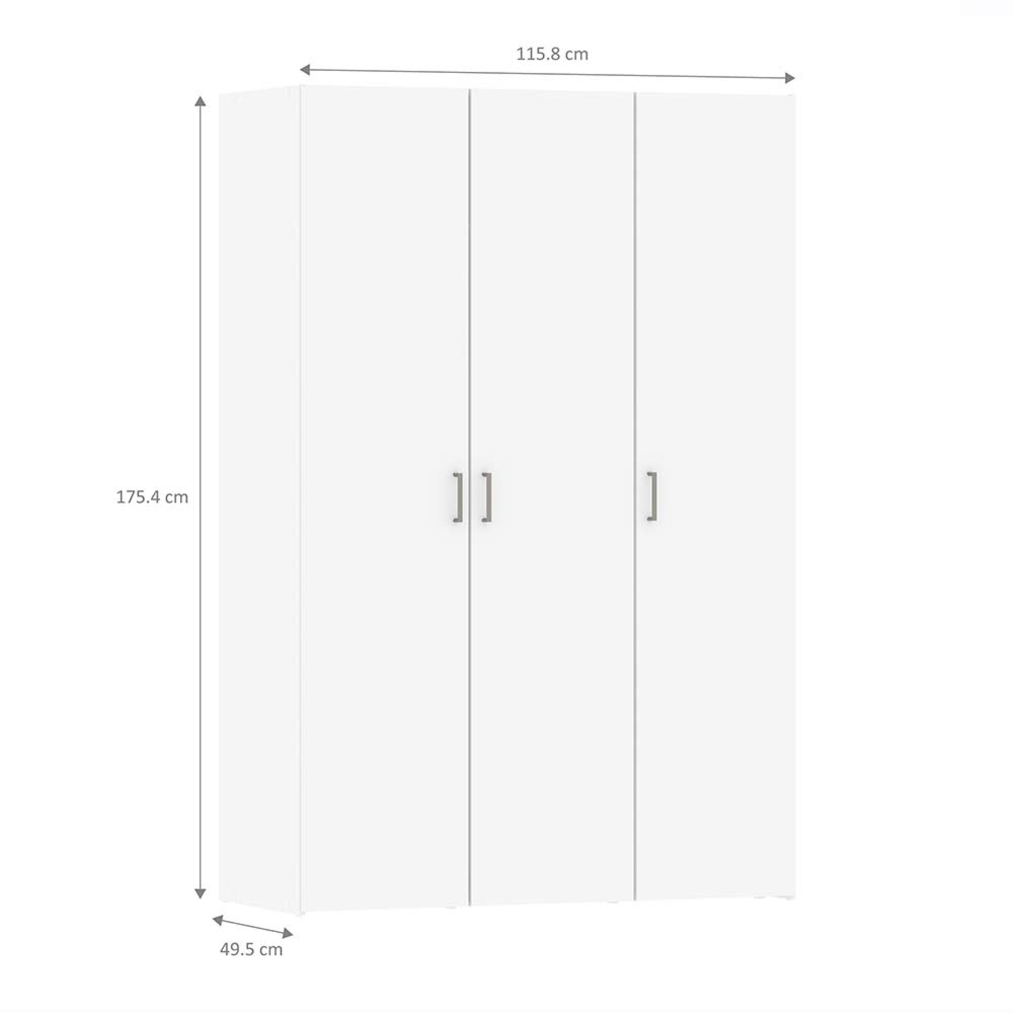 Space Wardrobe - 3 Door - White