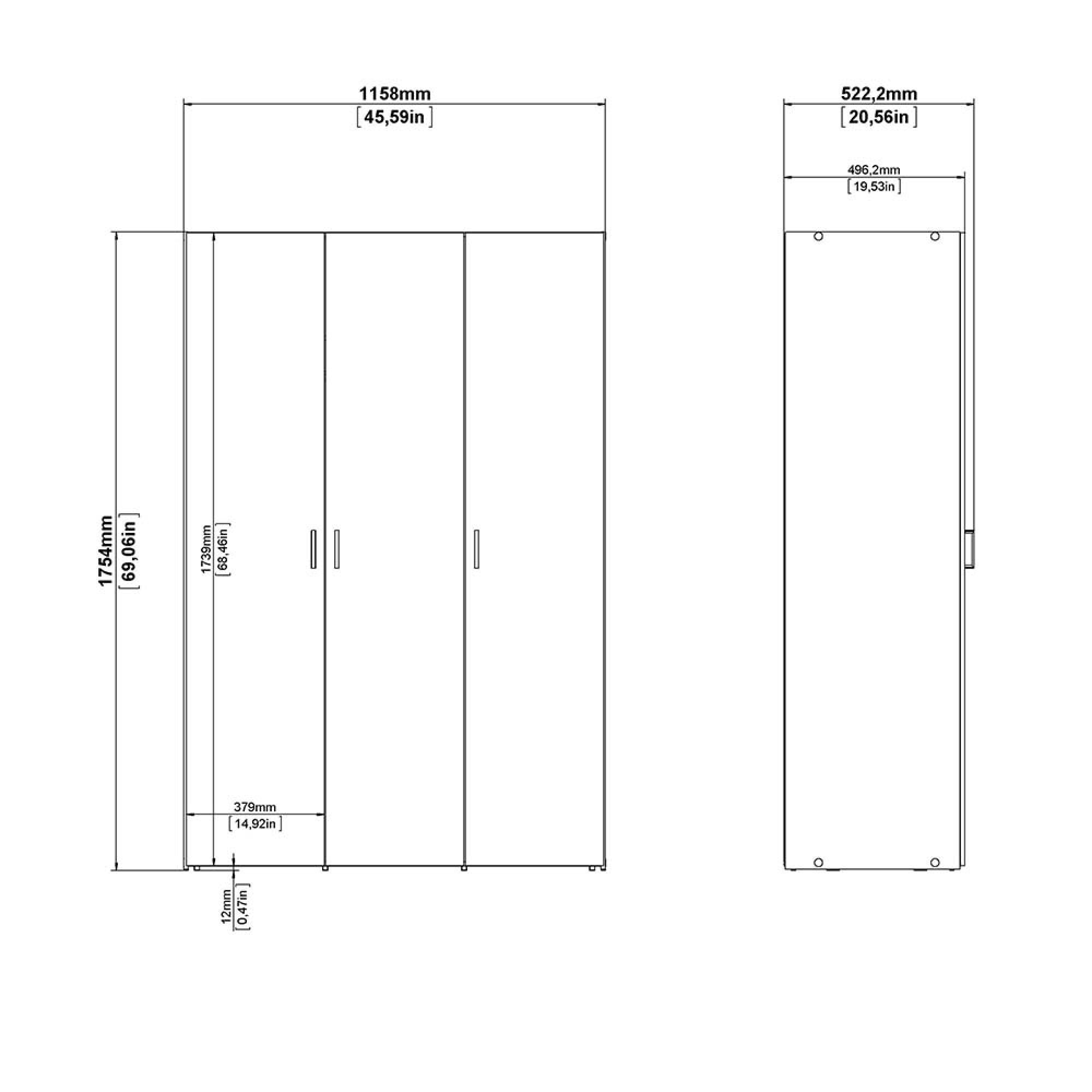 Space Wardrobe - 3 Door - White
