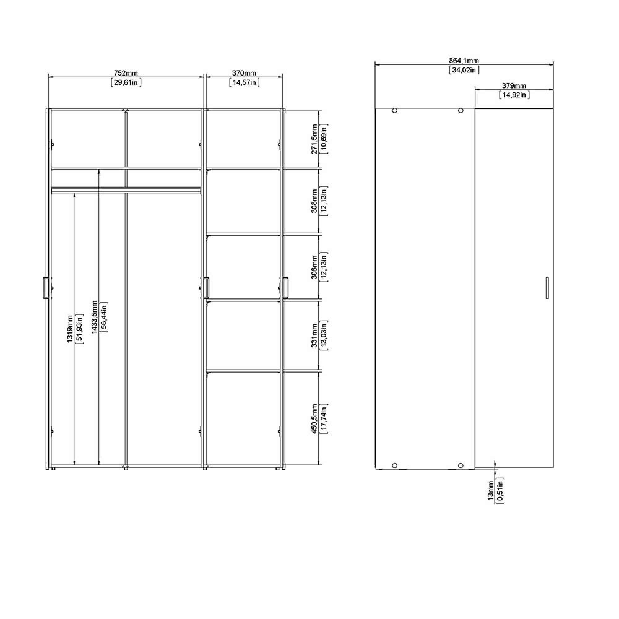 Space Wardrobe - 3 Door - White