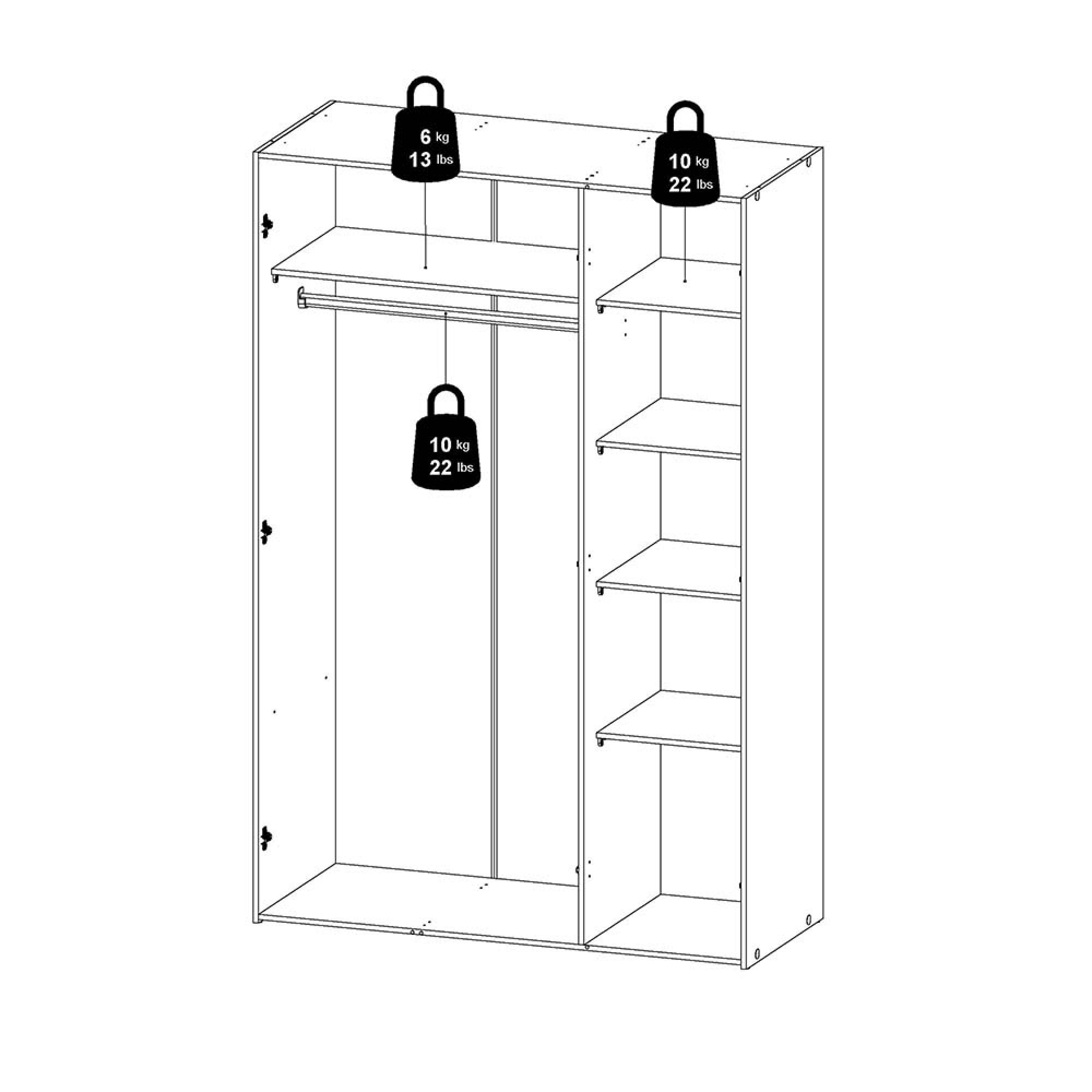 Space Wardrobe - 3 Door - White