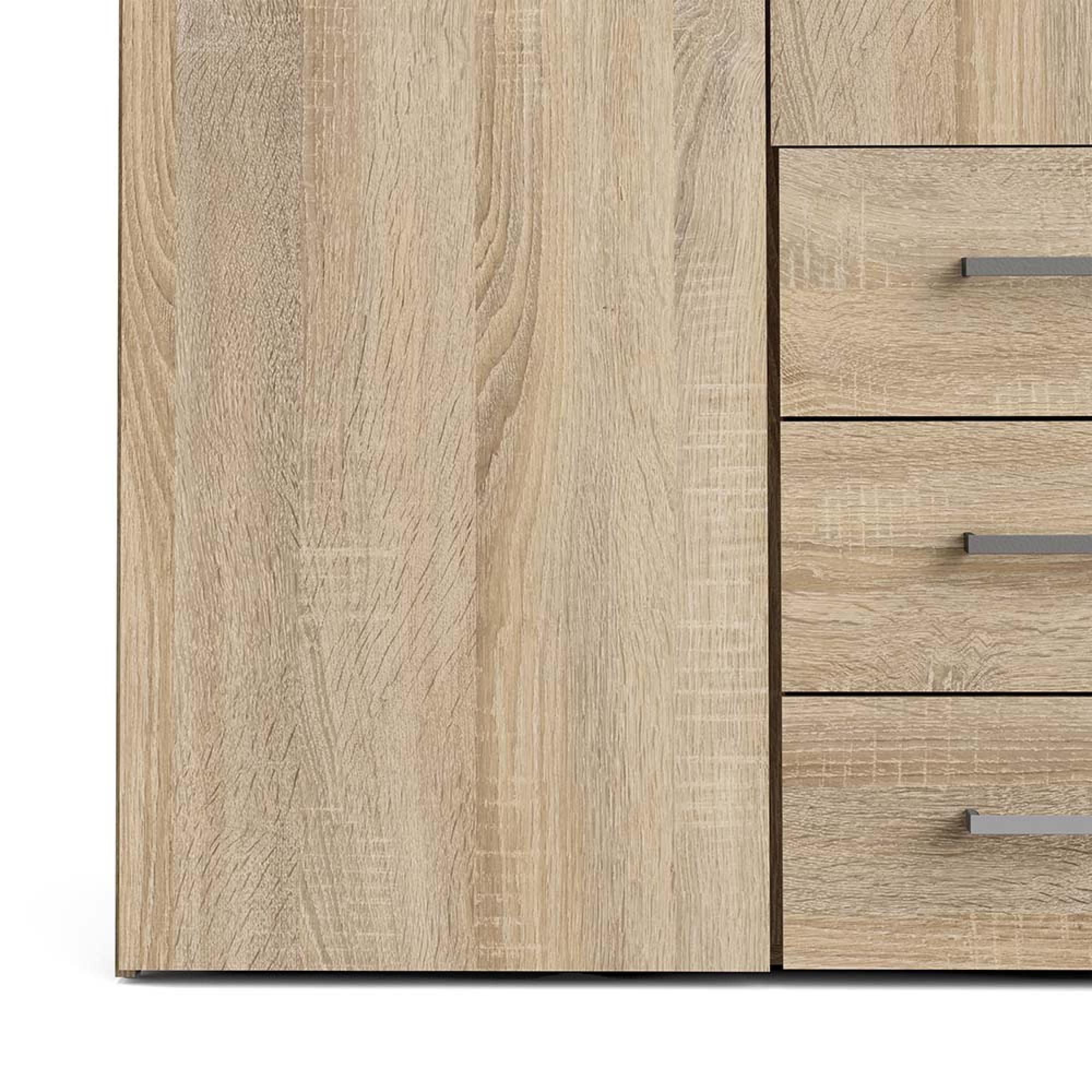 Space Wardrobe - 4 Door - 3 Drawer - Oak