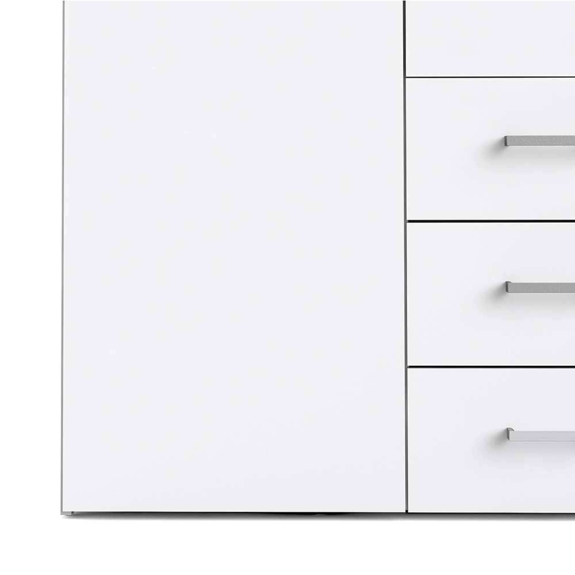 Space Wardrobe - 4 Door - 3 Drawer - White