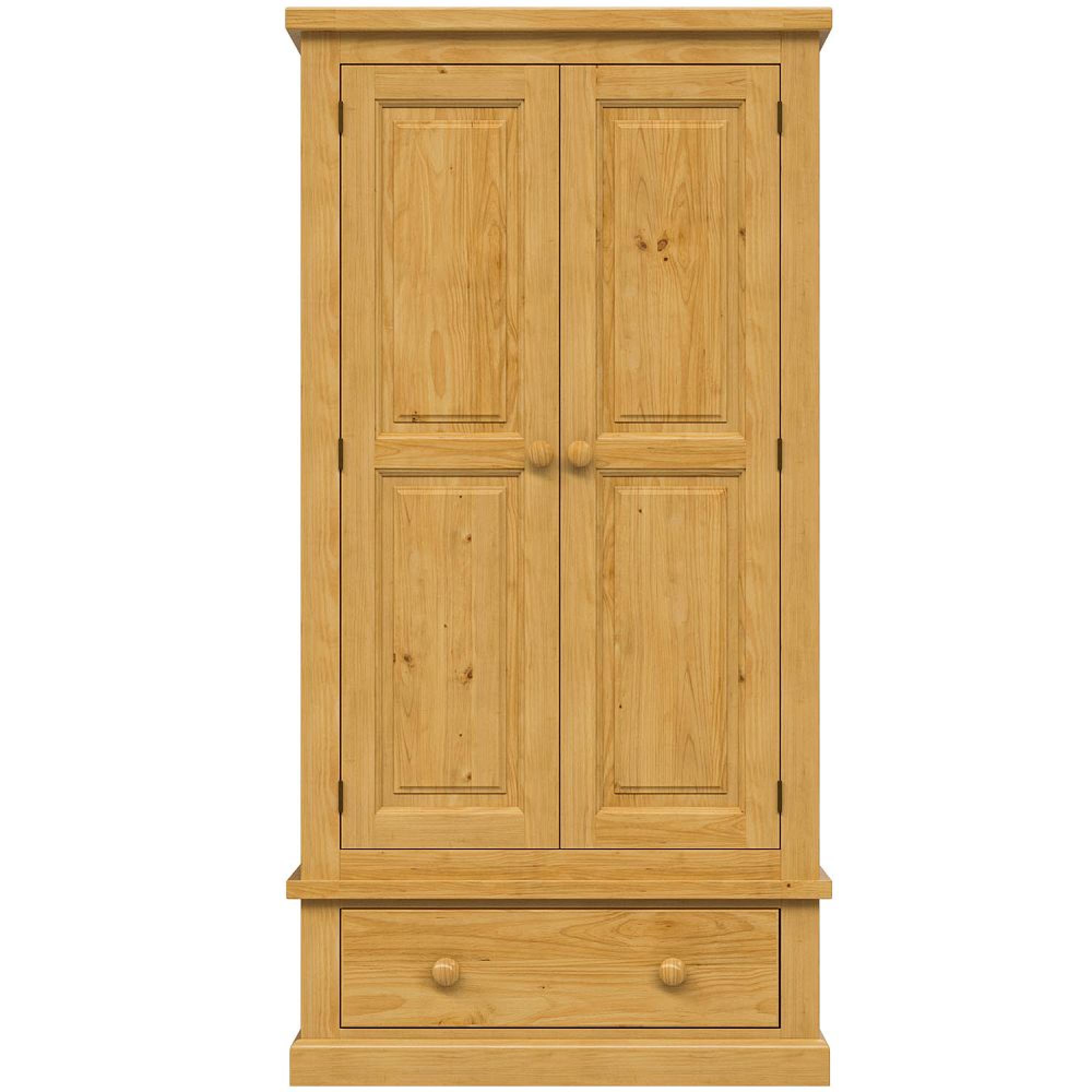 Churchill Waxed Pine 2 Door 1 Drawer Double Wardrobe