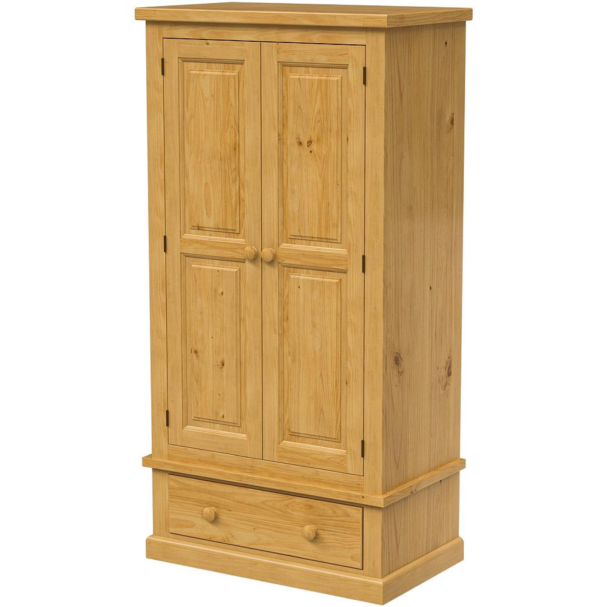 Churchill Waxed Pine 2 Door 1 Drawer Double Wardrobe