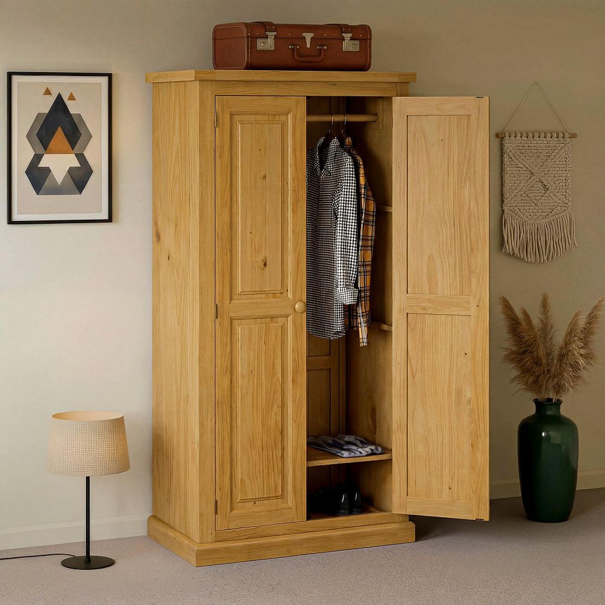 Churchill Waxed Pine 2 Door Plain Wardrobe
