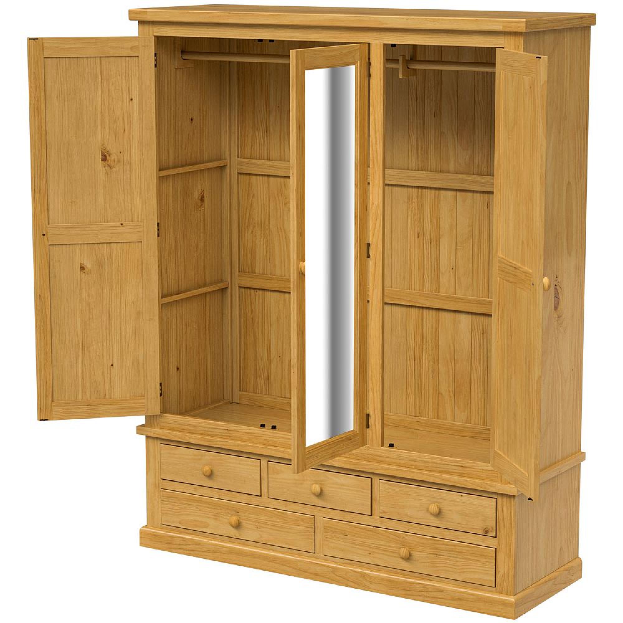 Churchill Waxed Pine 3 Door Combi Wardrobe