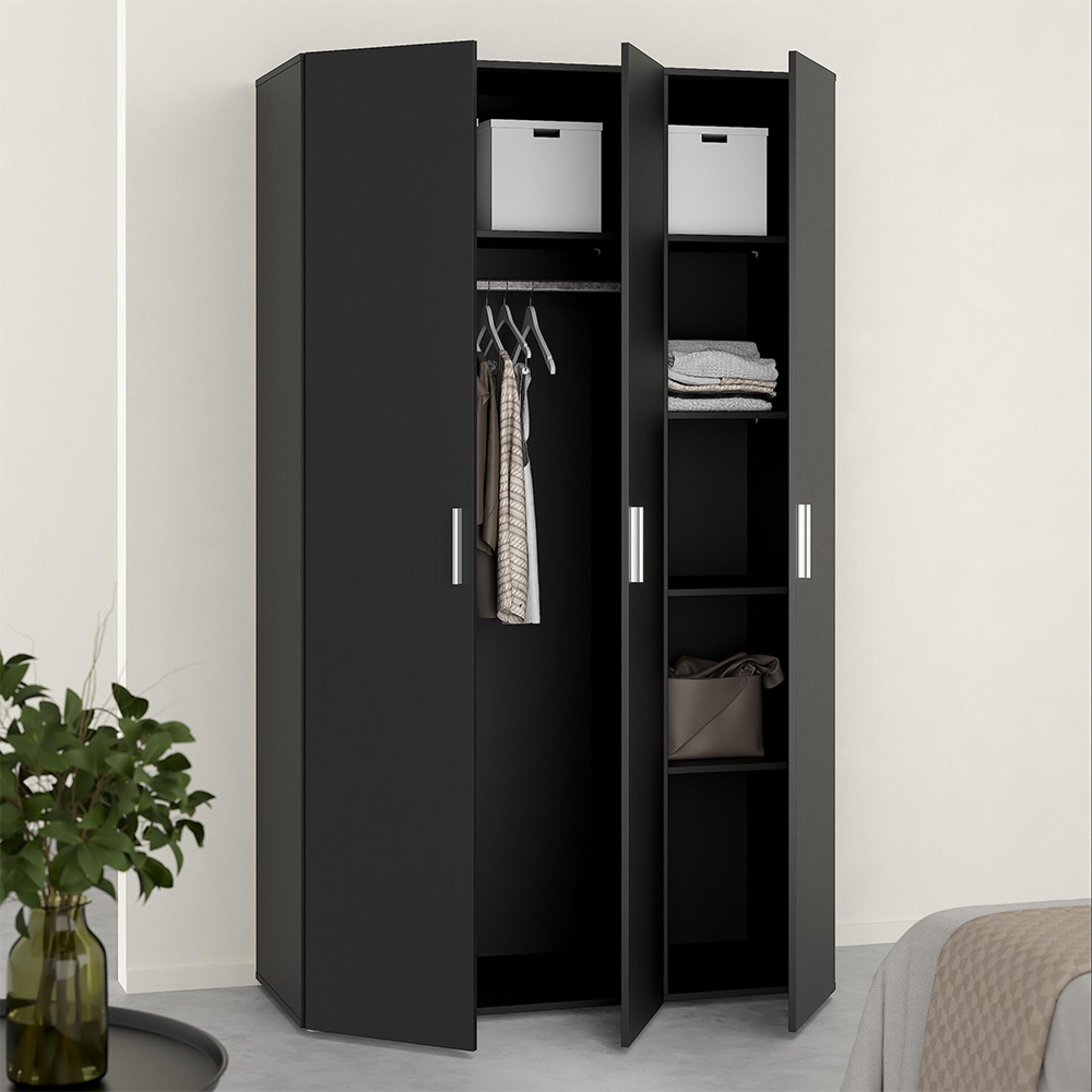 Paris Wardrobe - 3 Door - Black