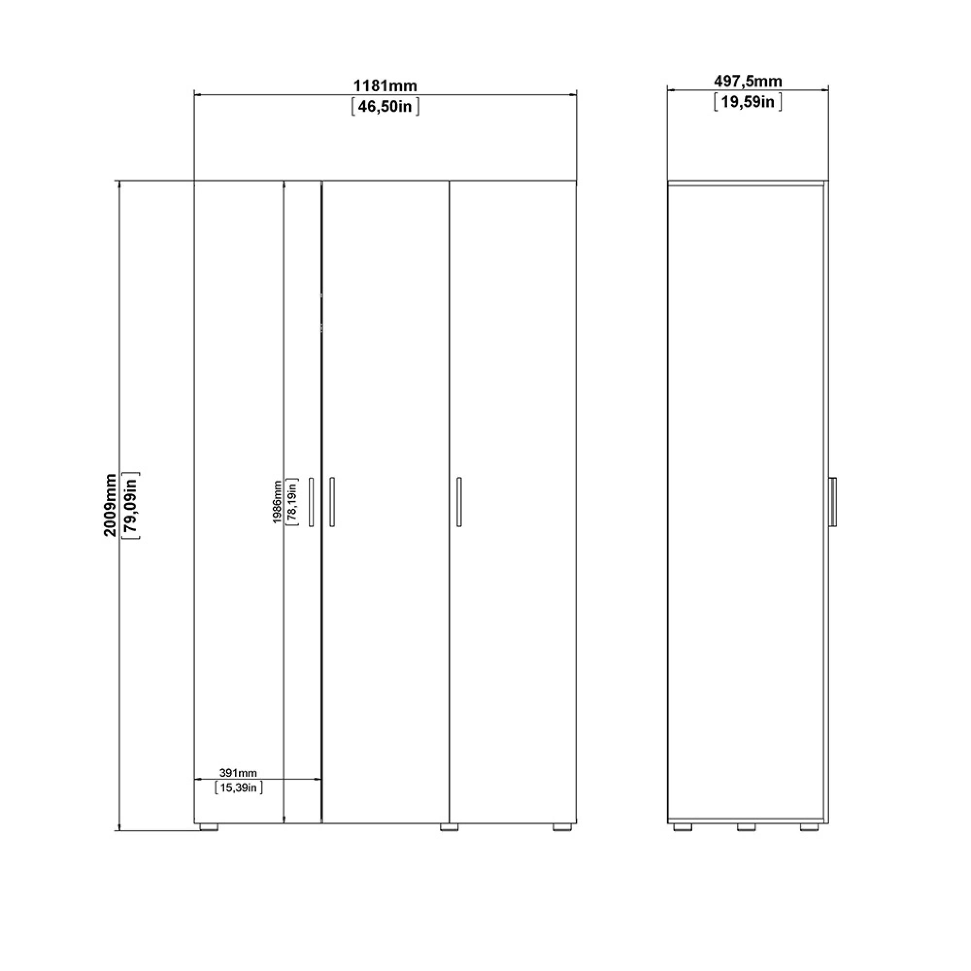 Paris Wardrobe - 3 Door - Black