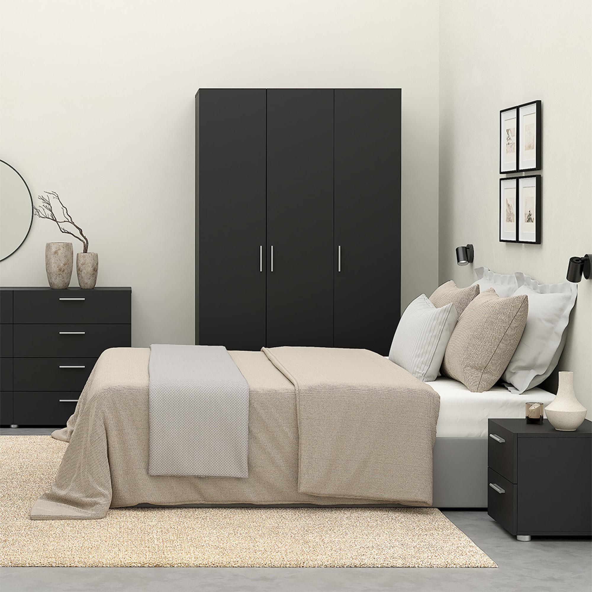 Paris Wardrobe - 3 Door - Black