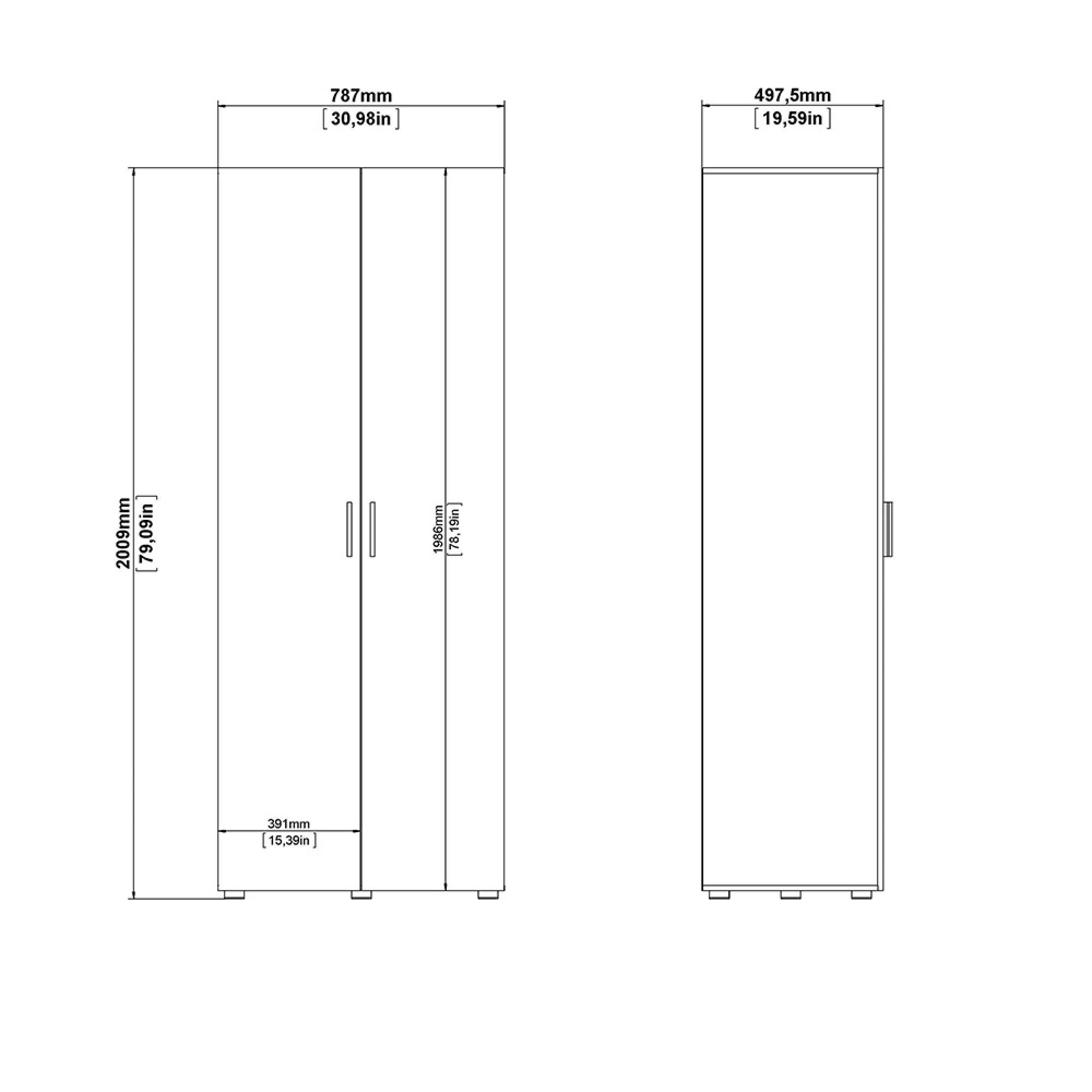 Pepe Wardrobe - 2 Door - Oak and White Gloss