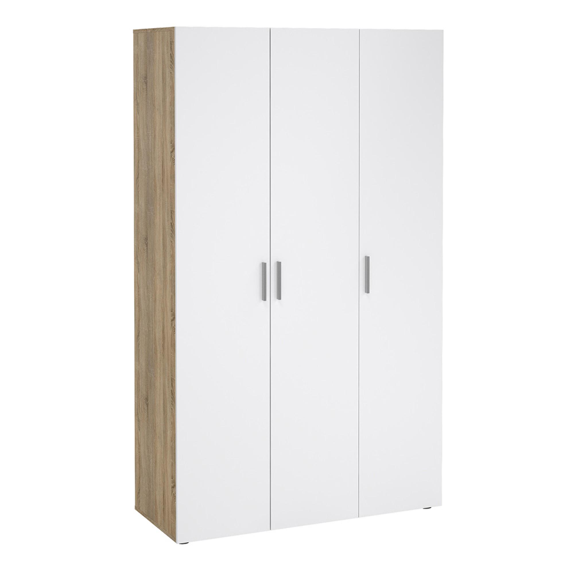 Pepe Wardrobe - 3 Door - Oak and White Gloss