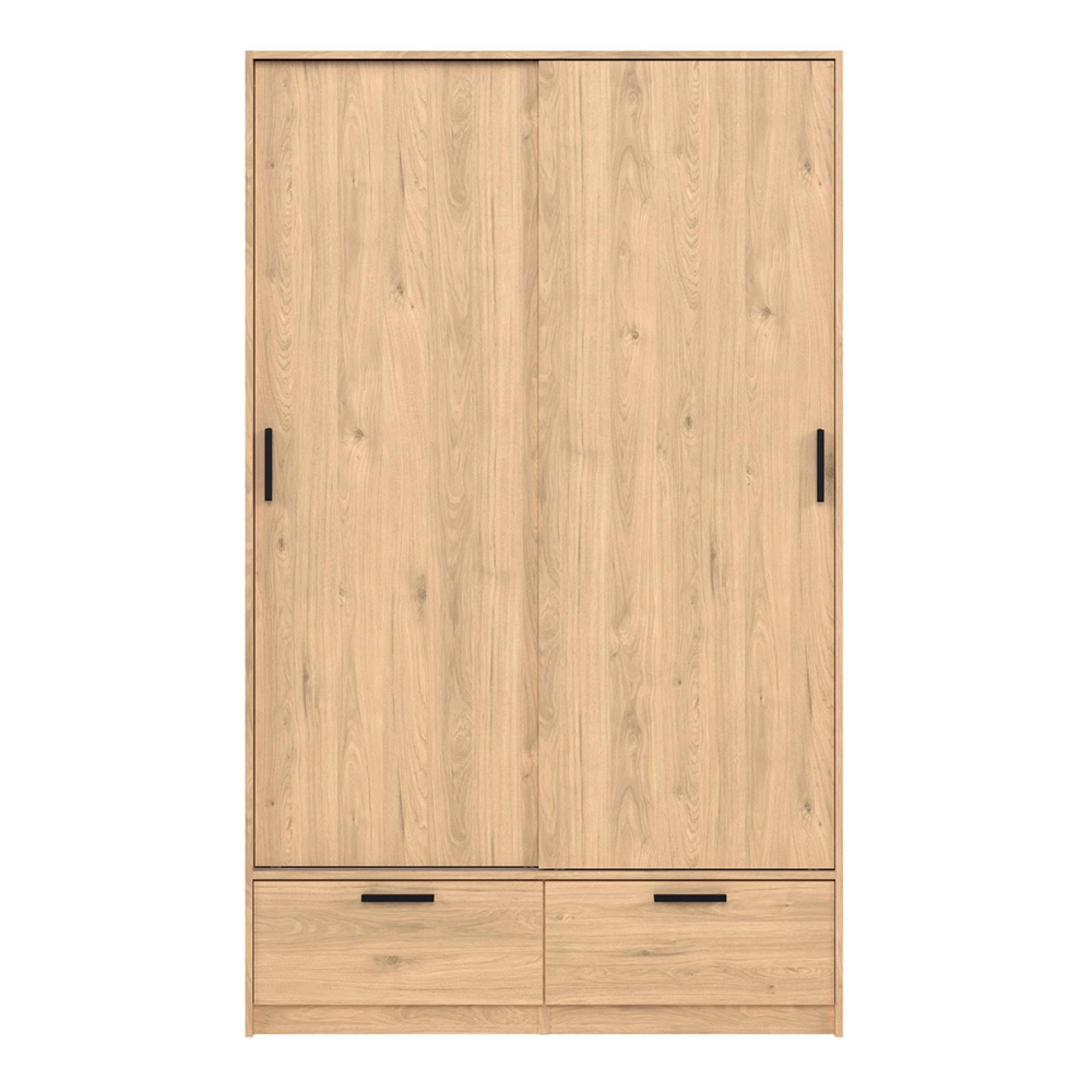 Line Wardrobe - 2 Door - 2 Drawer - Sliding - Oak