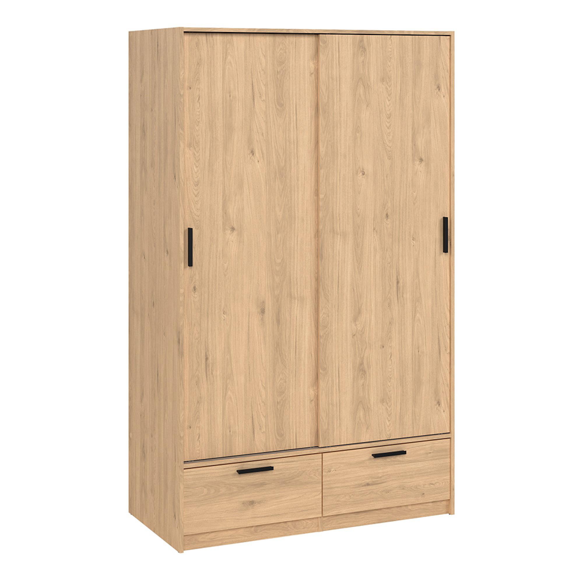 Line Wardrobe - 2 Door - 2 Drawer - Sliding - Oak