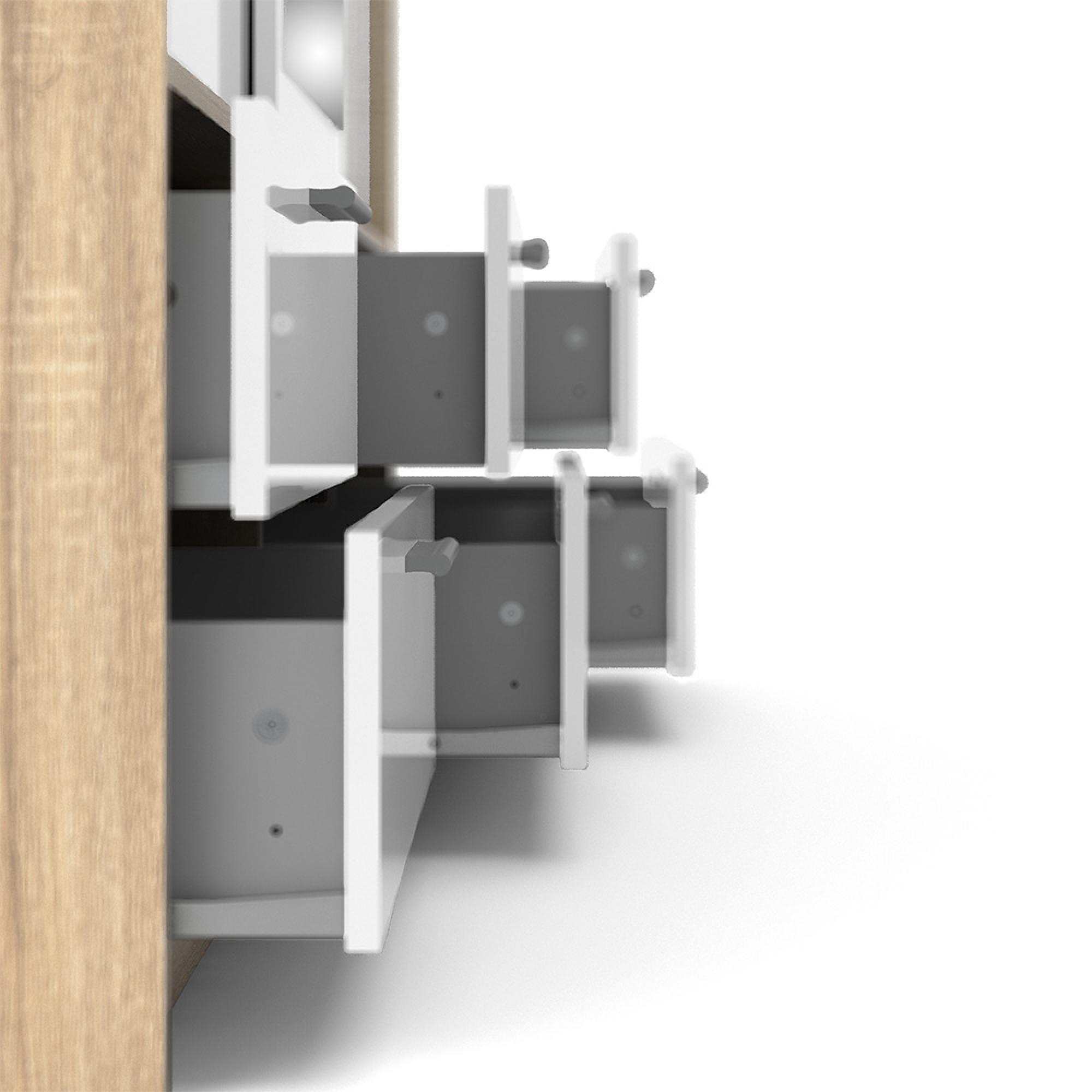 Line Wardrobe - 3 Door - 6 Drawer - Combi - Oak and White Gloss