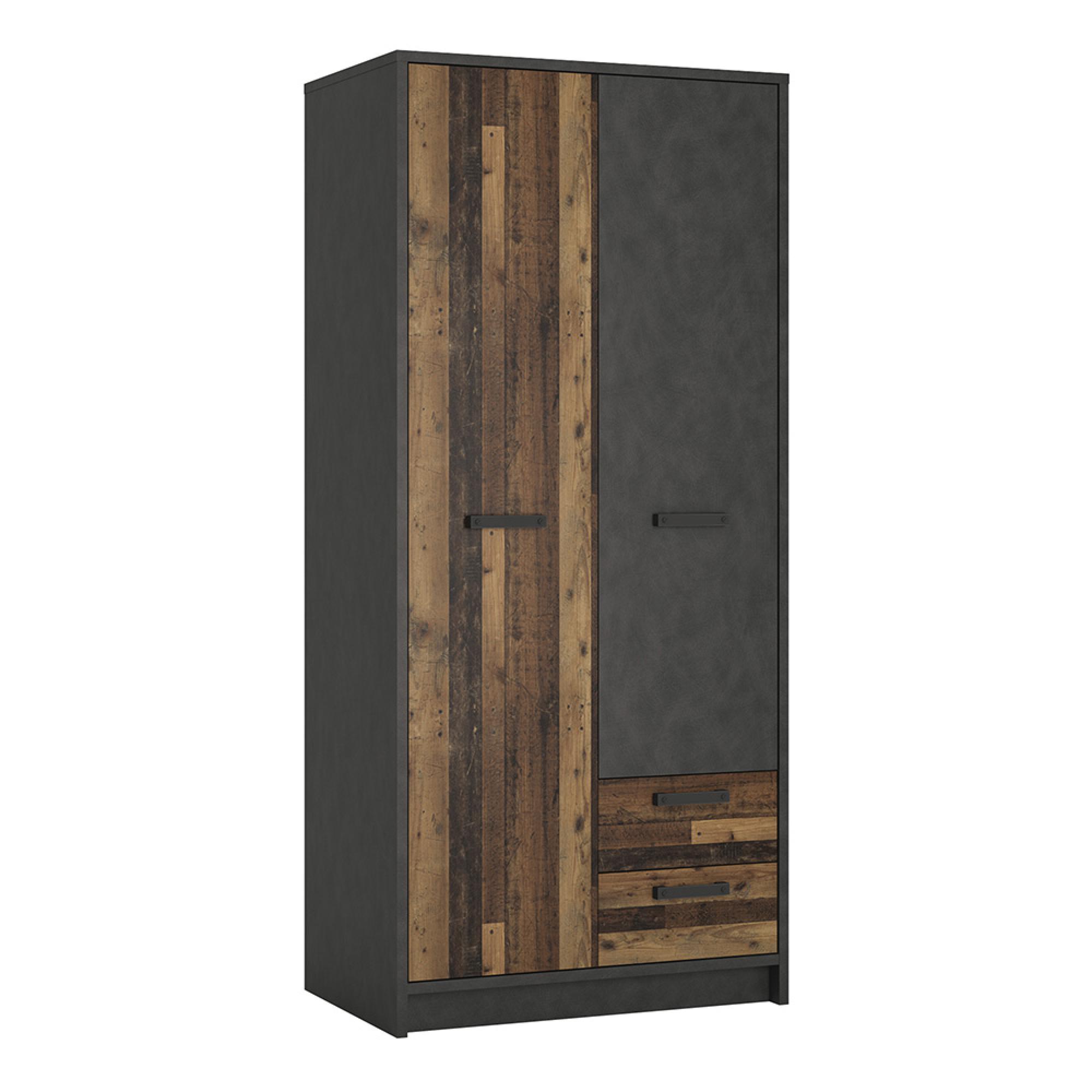 Brooklyn Wardrobe - 2 Door - 2 Drawer - Rustic