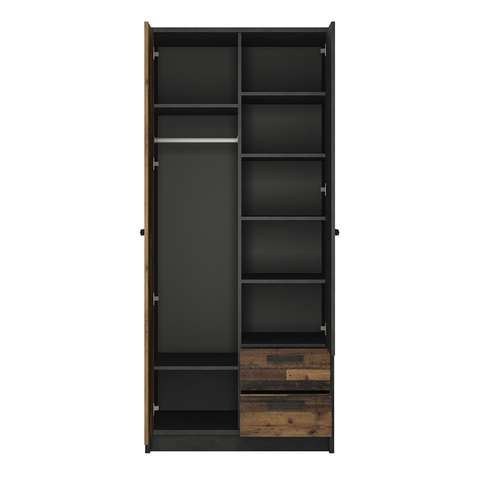 Brooklyn Wardrobe - 2 Door - 2 Drawer - Rustic