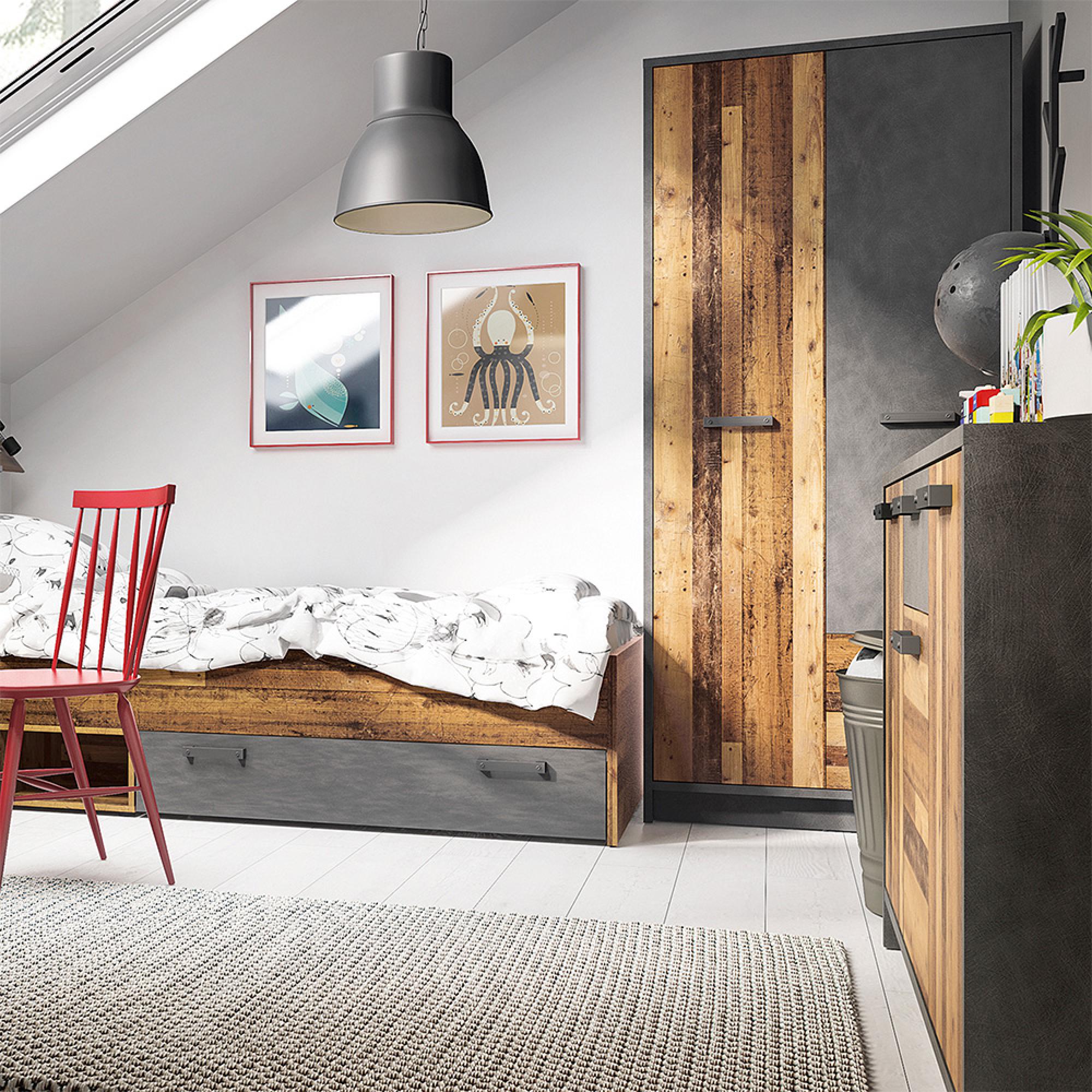 Brooklyn Wardrobe - 2 Door - 2 Drawer - Rustic