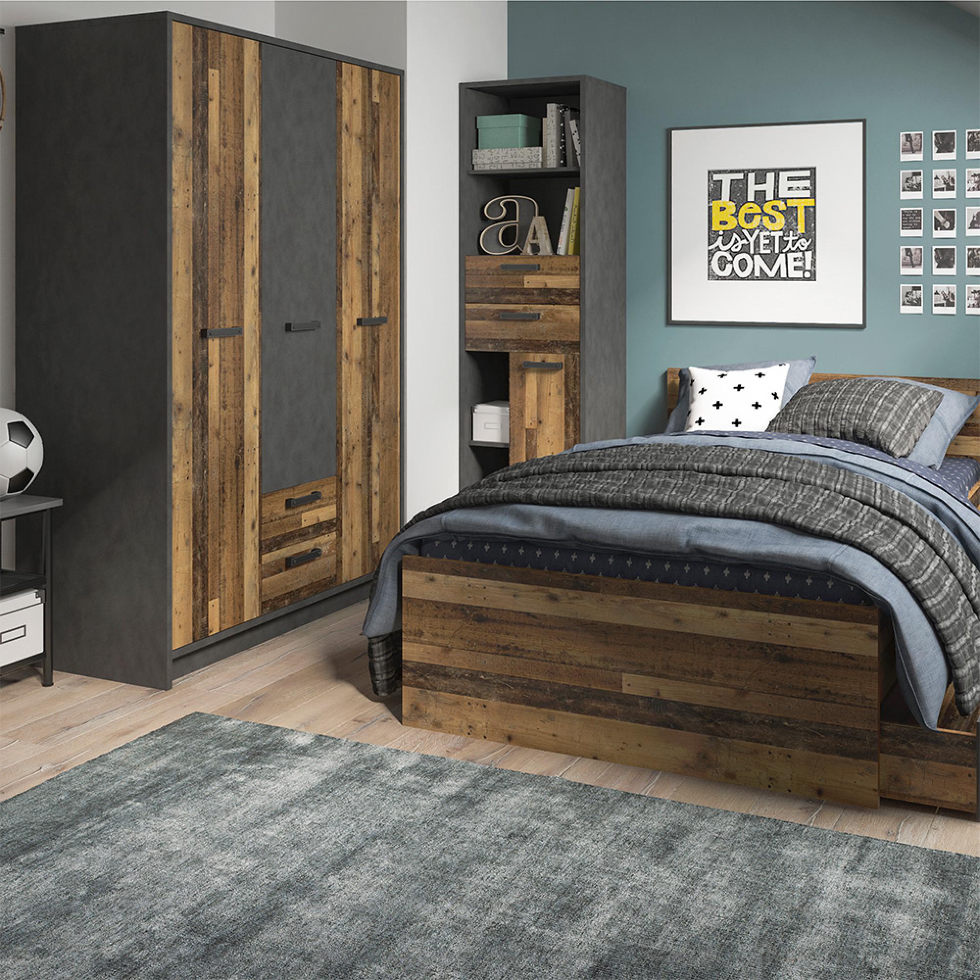 Brooklyn Wardrobe - 3 Door - 2 Drawer - Rustic