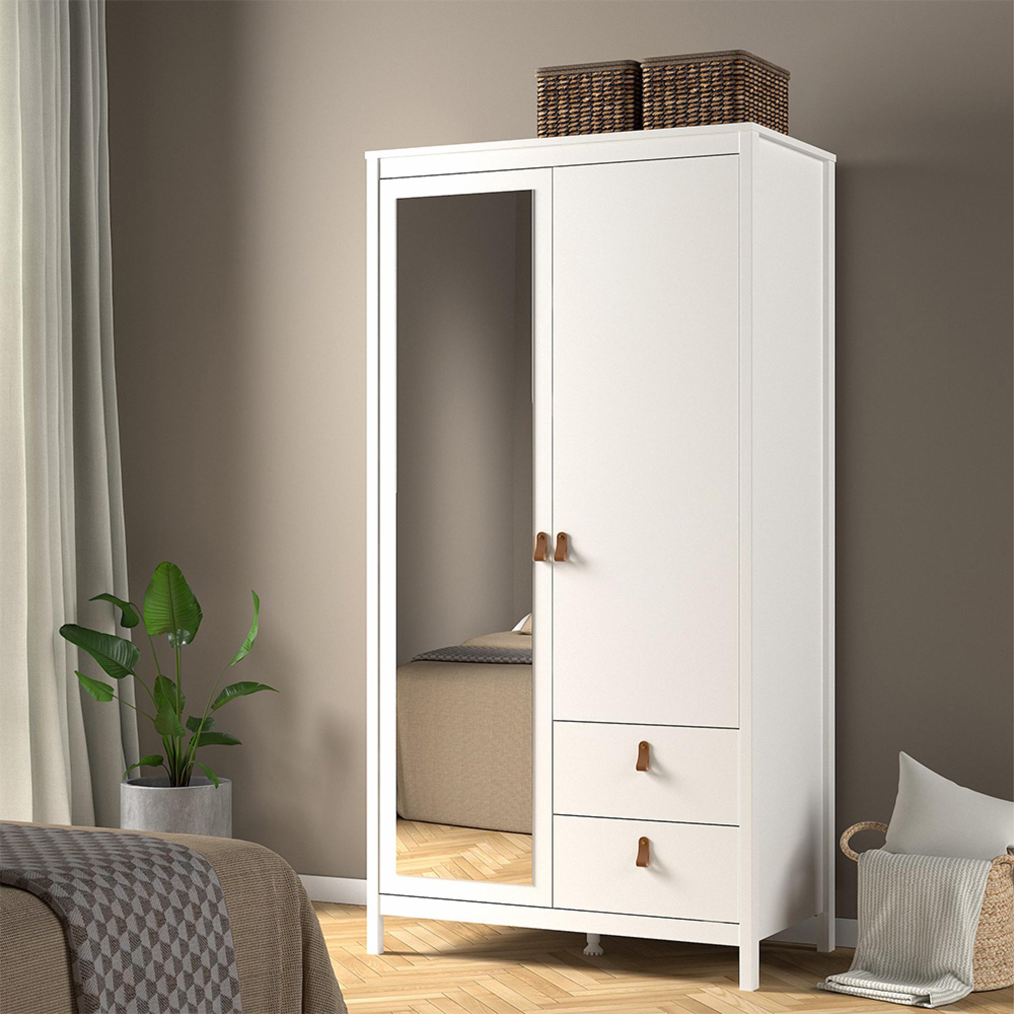 Barcelona Wardrobe - 2 Door - 2 Drawer - Combi - White