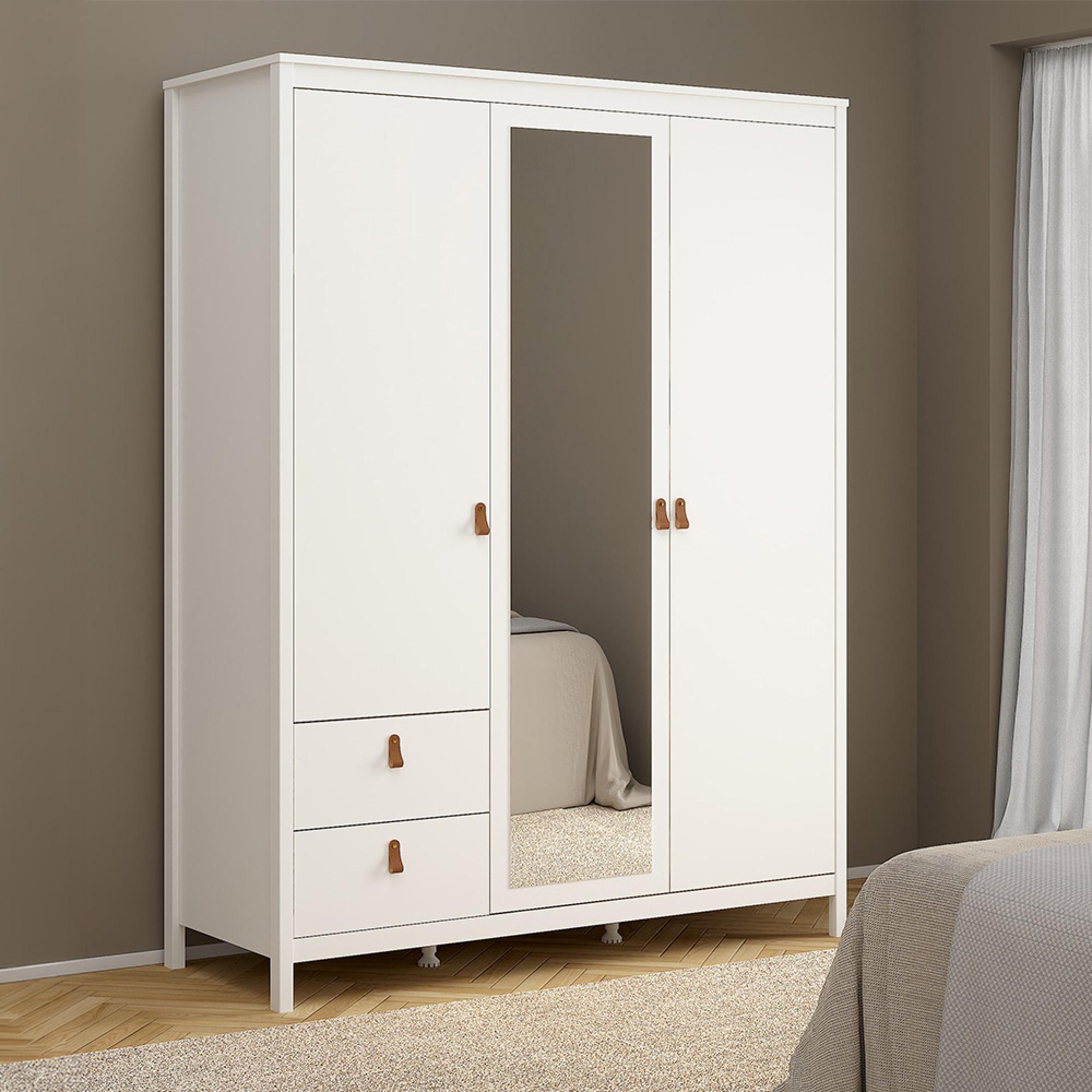 Barcelona Wardrobe - 3 Door - 2 Drawer - Combi - White