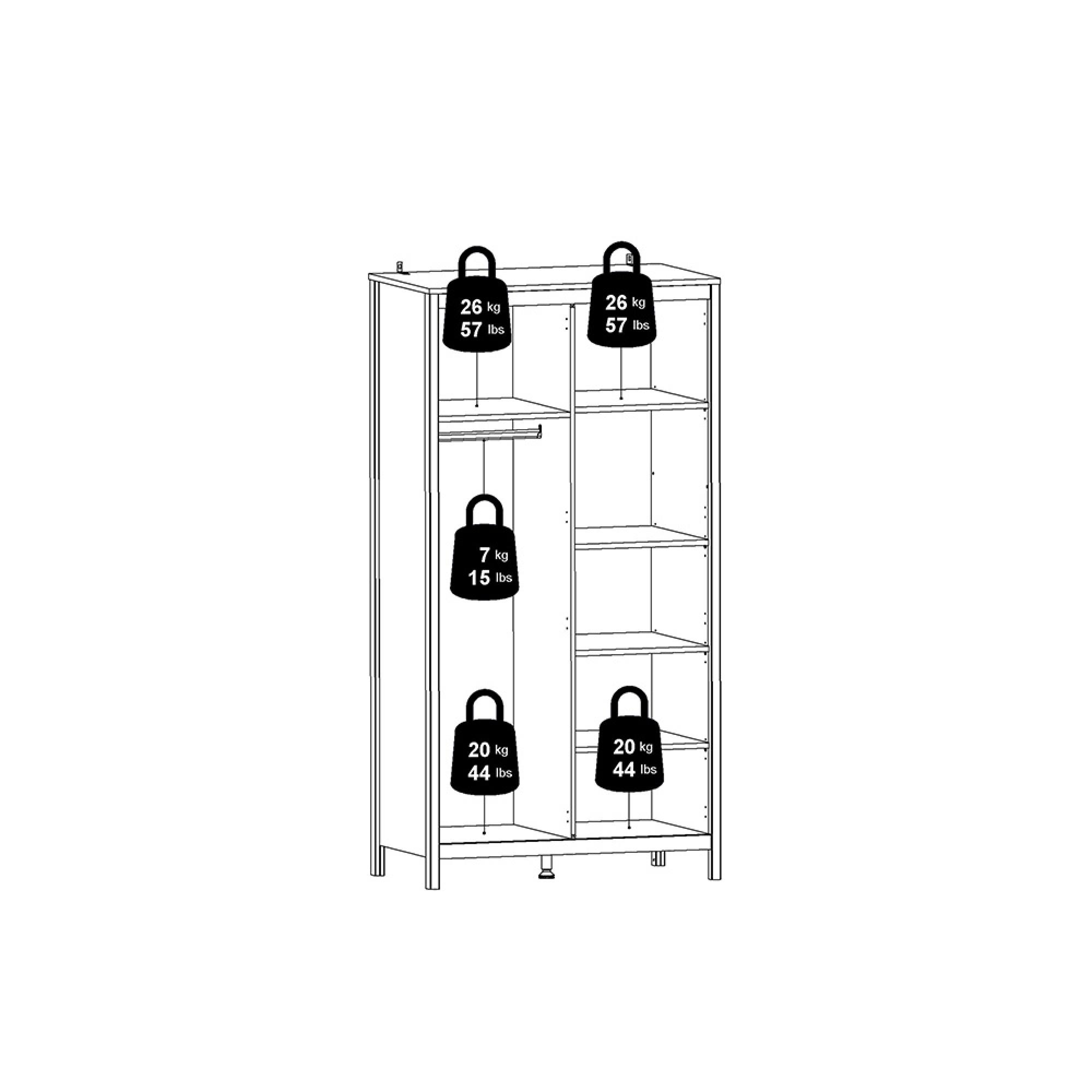 Barcelona Wardrobe - 2 Door - White
