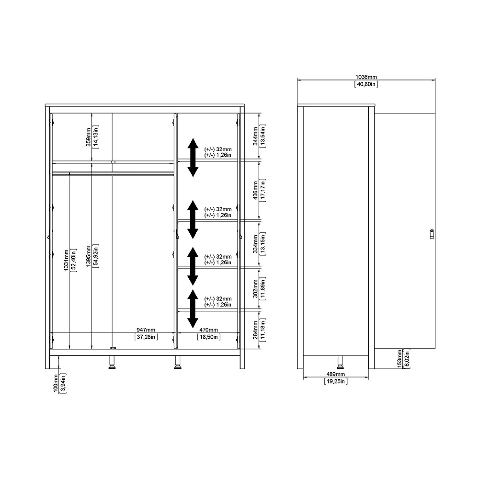Barcelona Wardrobe - 3 Door - White