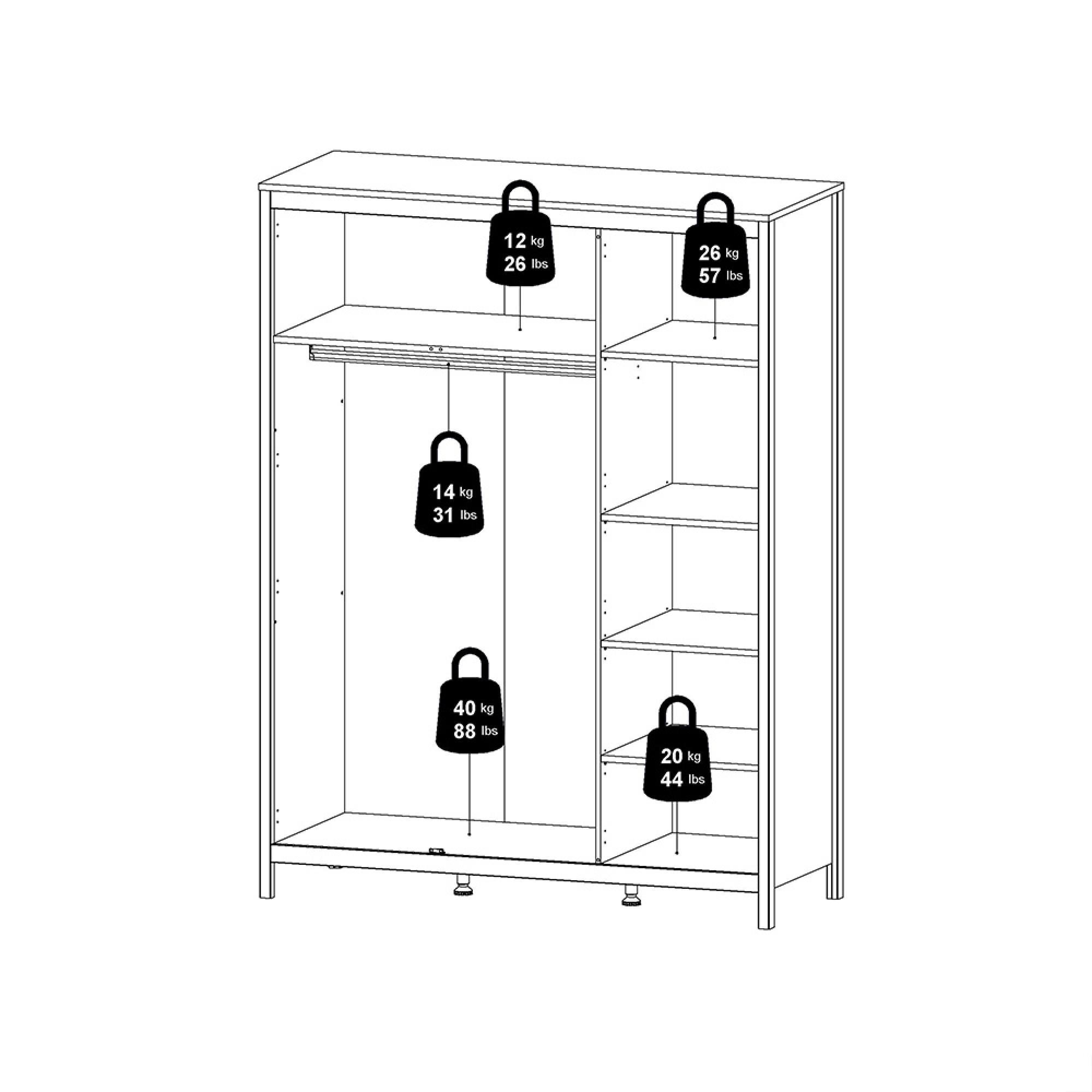 Barcelona Wardrobe - 3 Door - White