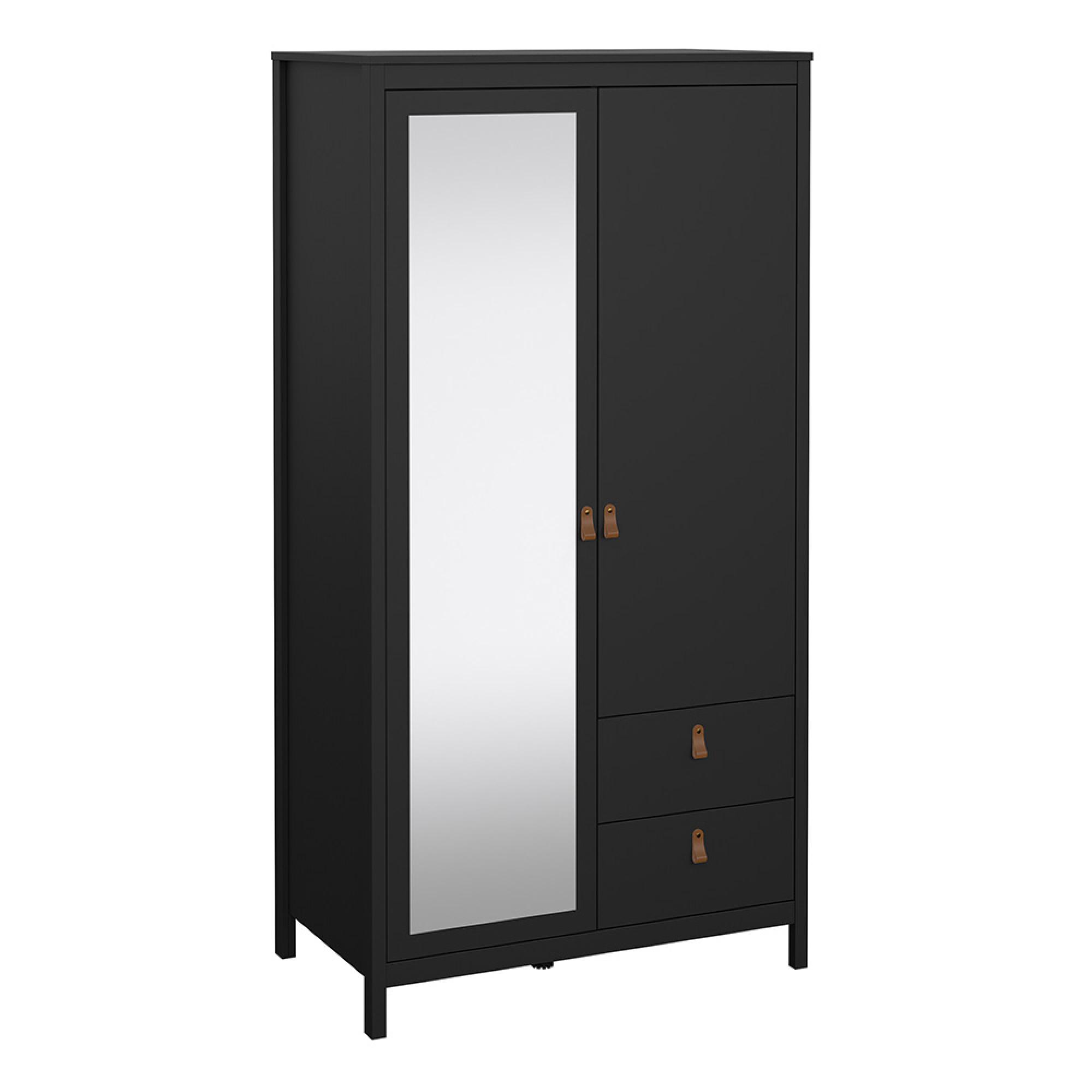 Barcelona Wardrobe - 2 Door - 2 Drawer - Combi - Black