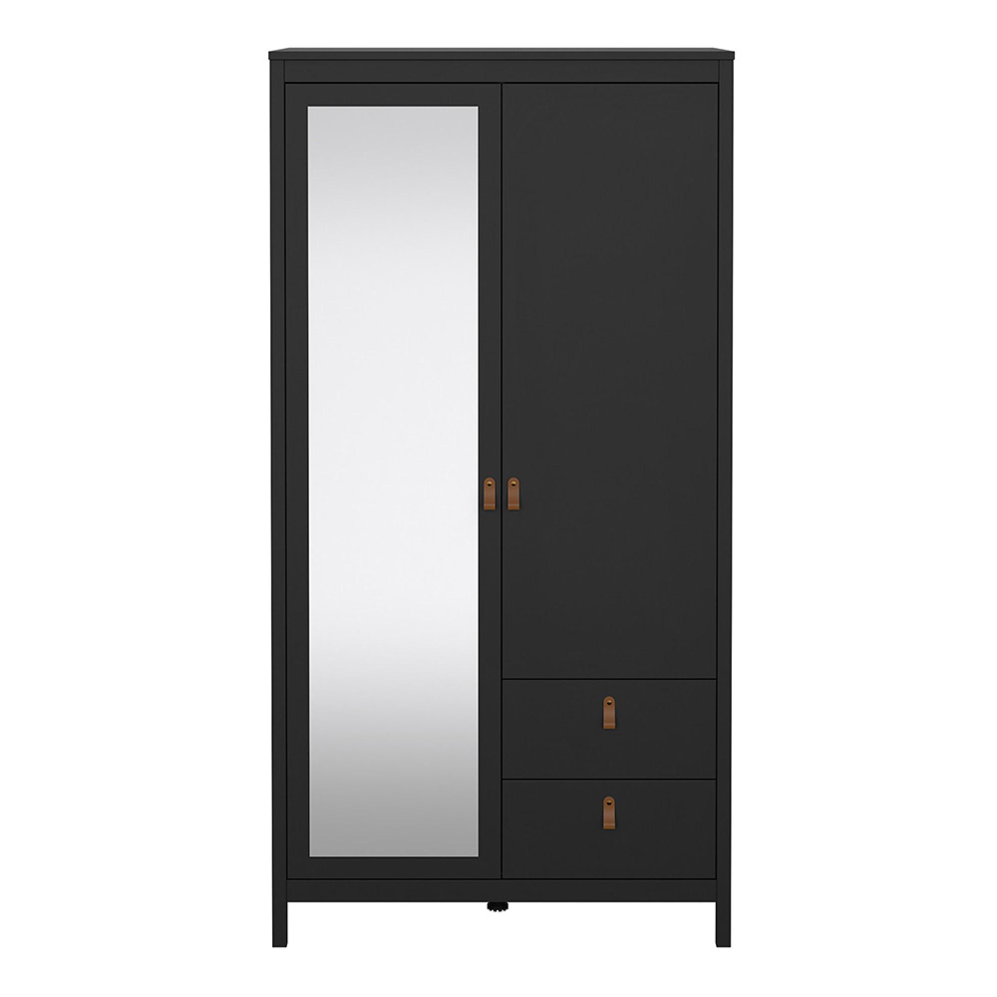 Barcelona Wardrobe - 2 Door - 2 Drawer - Combi - Black