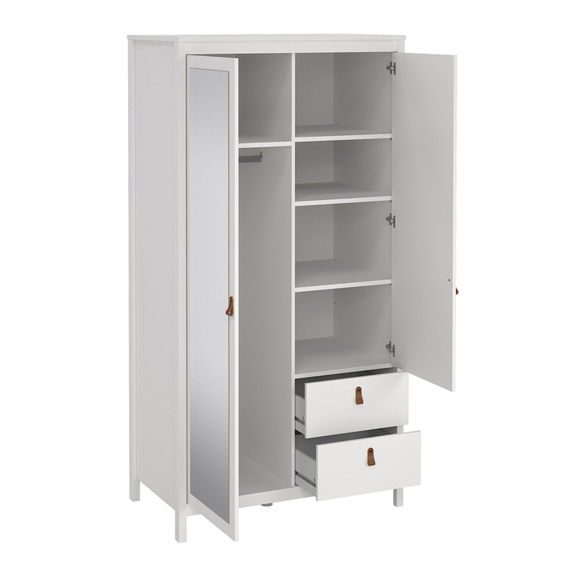 Barcelona Wardrobe - 2 Door - 2 Drawer - Combi - White