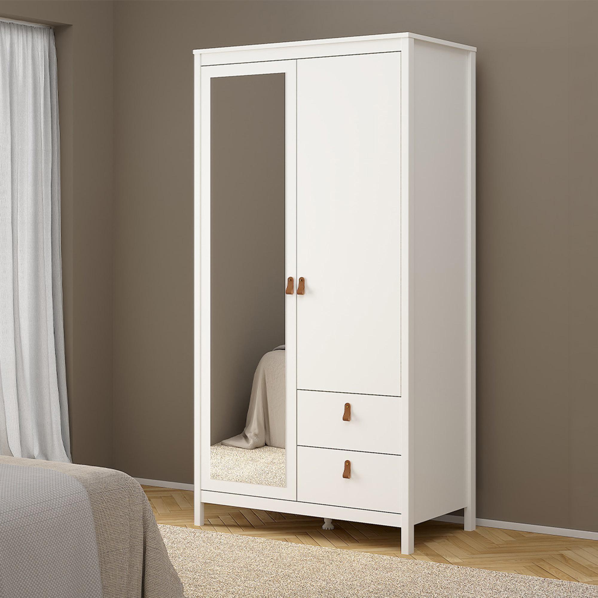 Barcelona Wardrobe - 2 Door - 2 Drawer - Combi - White