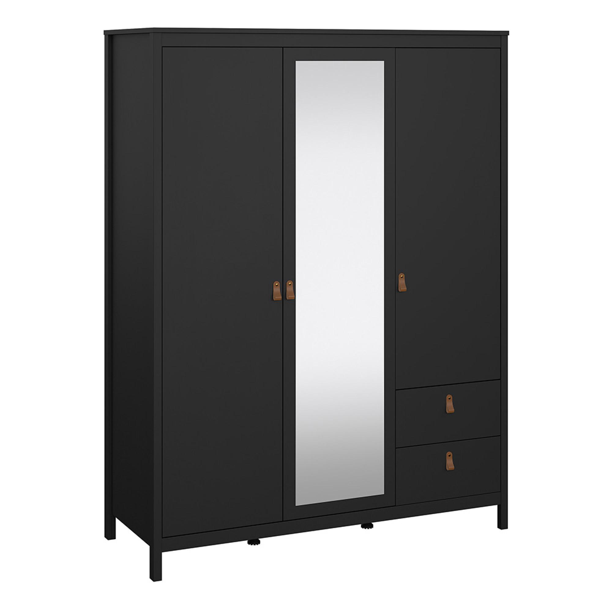 Barcelona Wardrobe - 3 Door - 2 Drawer - Combi - Black