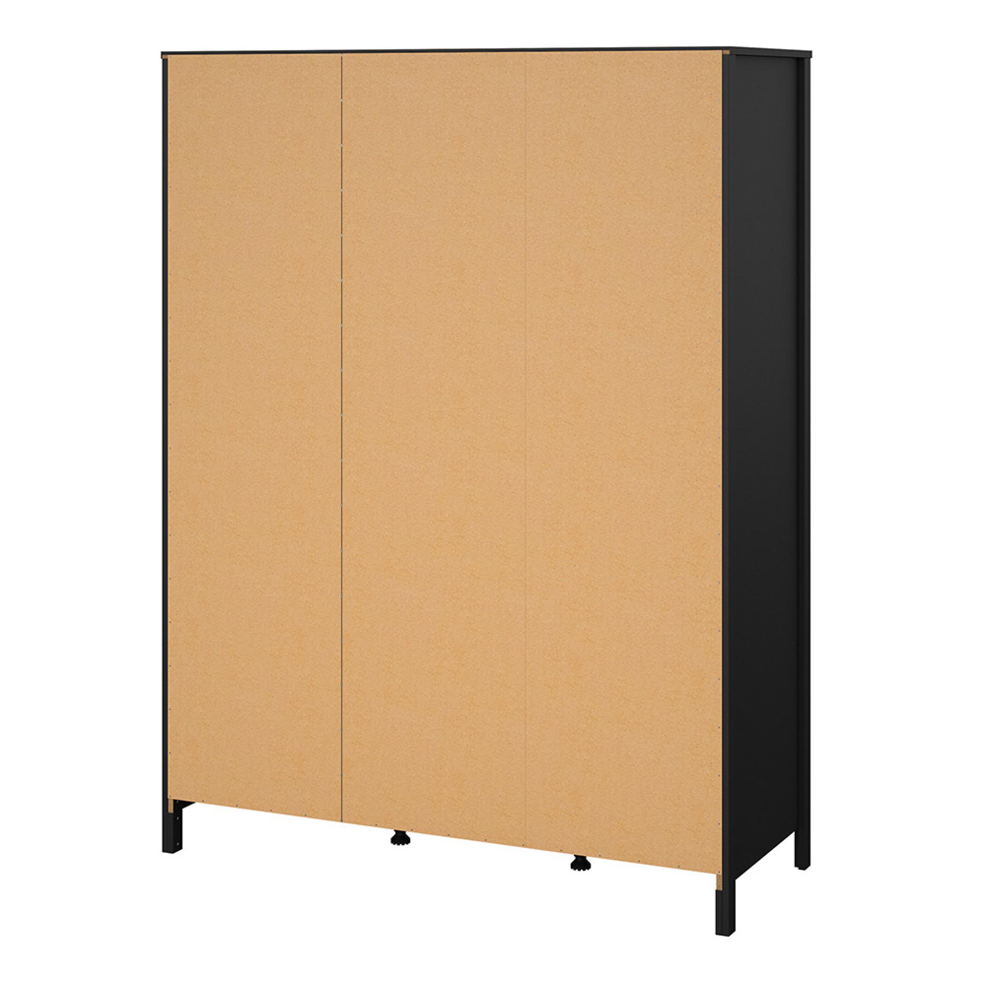 Barcelona Wardrobe - 3 Door - 2 Drawer - Combi - Black