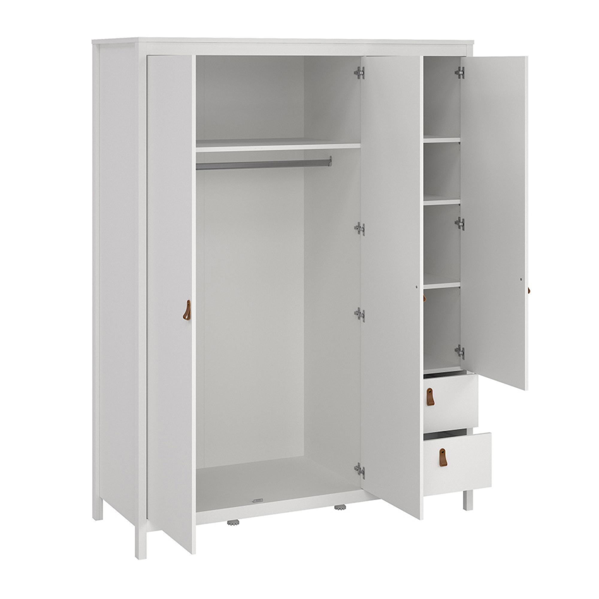 Barcelona Wardrobe - 3 Door - 2 Drawer - Combi - White
