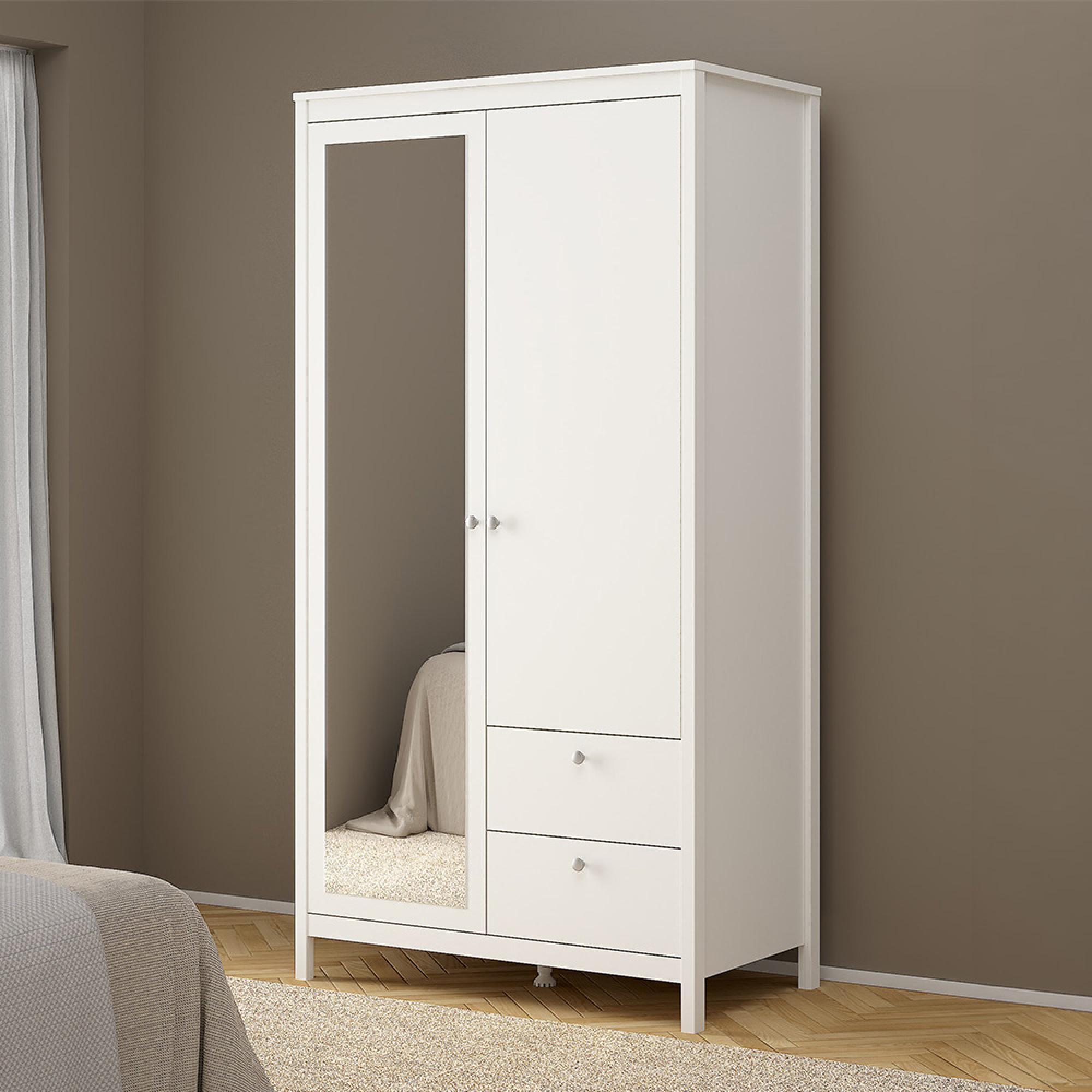 Madrid Wardrobe - 2 Door - 2 Drawer - Combi - White