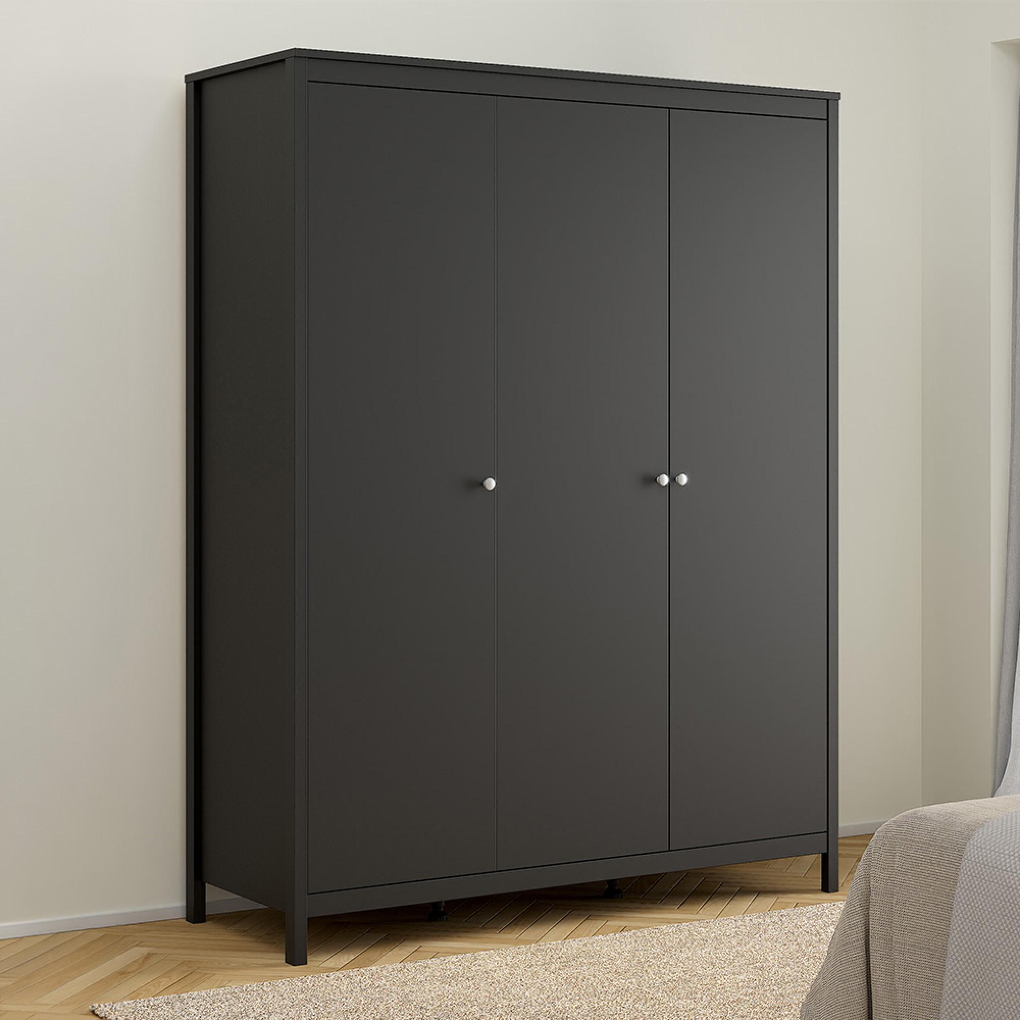 Madrid Wardrobe - 3 Door - Black