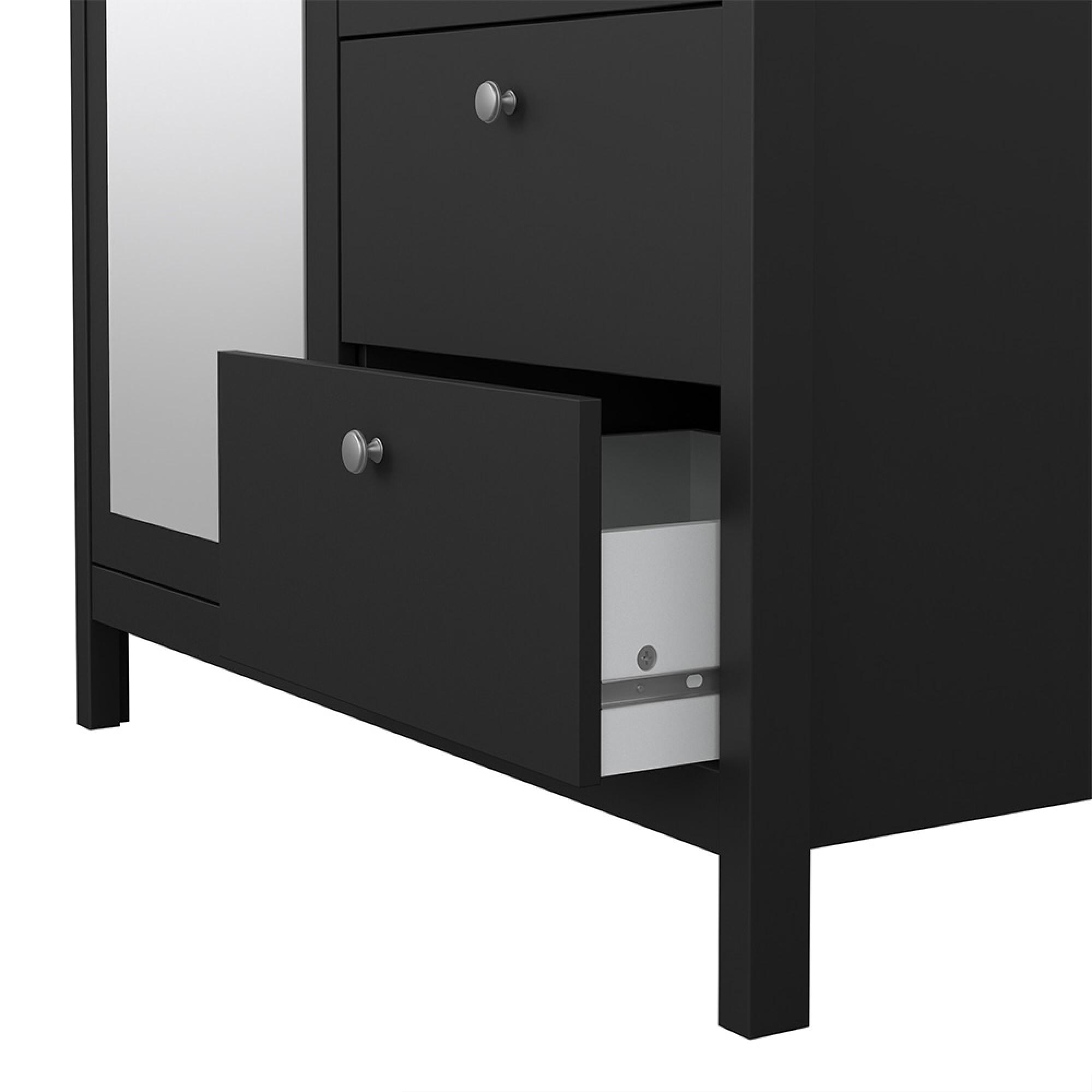 Madrid Wardrobe - 2 Door - 2 Drawer - Combi - Black