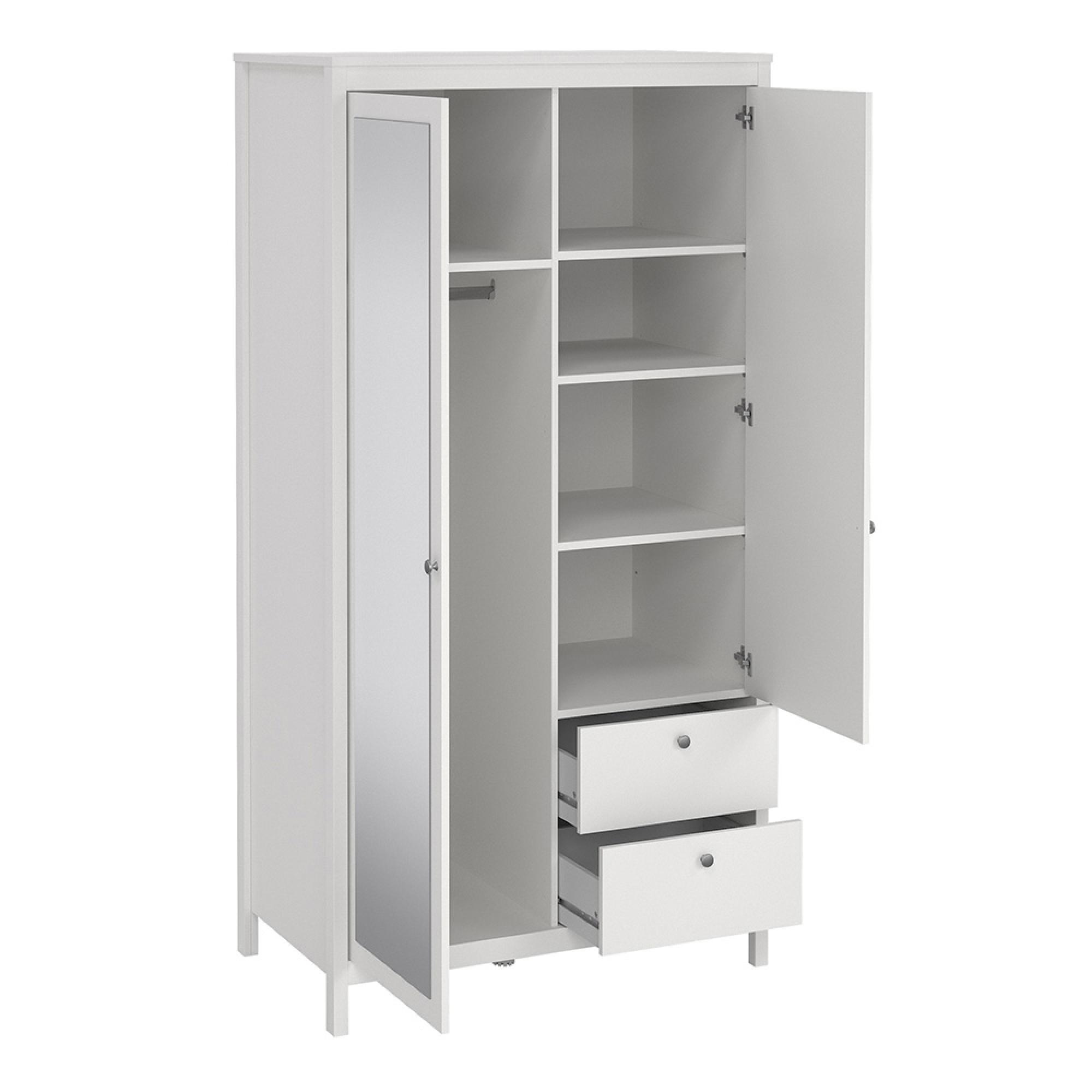 Madrid Wardrobe - 2 Door - 2 Drawer - Combi - White