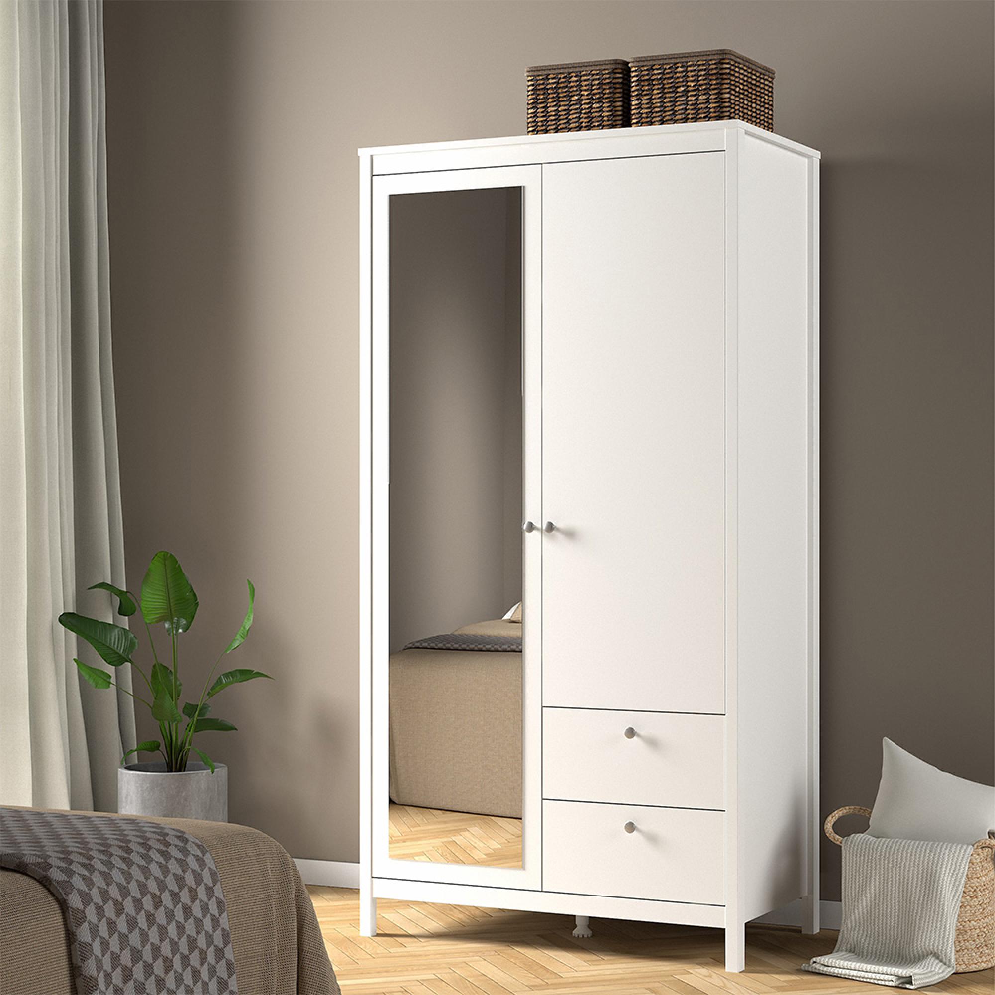 Madrid Wardrobe - 2 Door - 2 Drawer - Combi - White