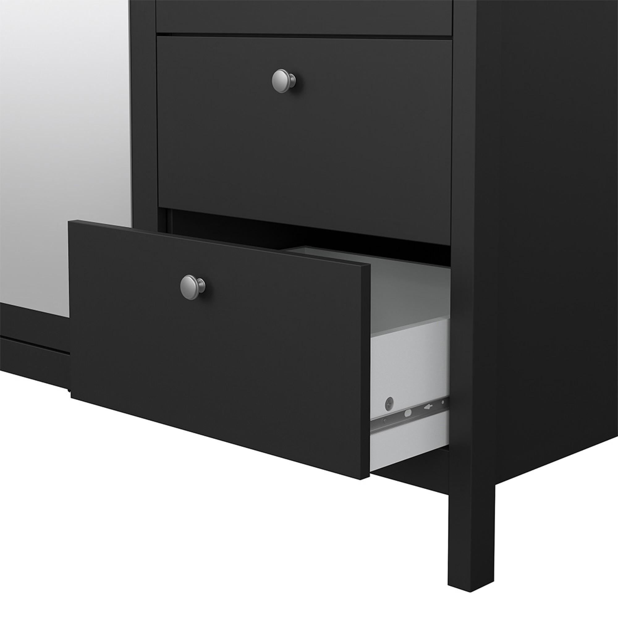 Madrid Wardrobe - 3 Door - 2 Drawer - Combi - Black