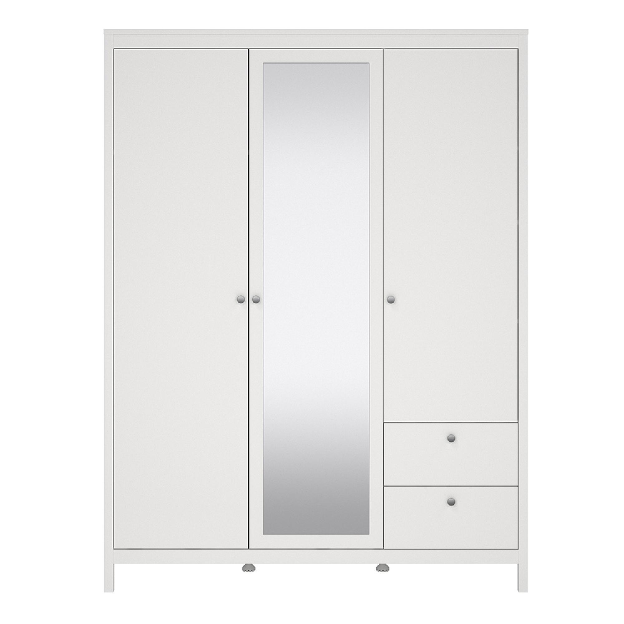 Madrid Wardrobe - 3 Door - 2 Drawer - Combi - White
