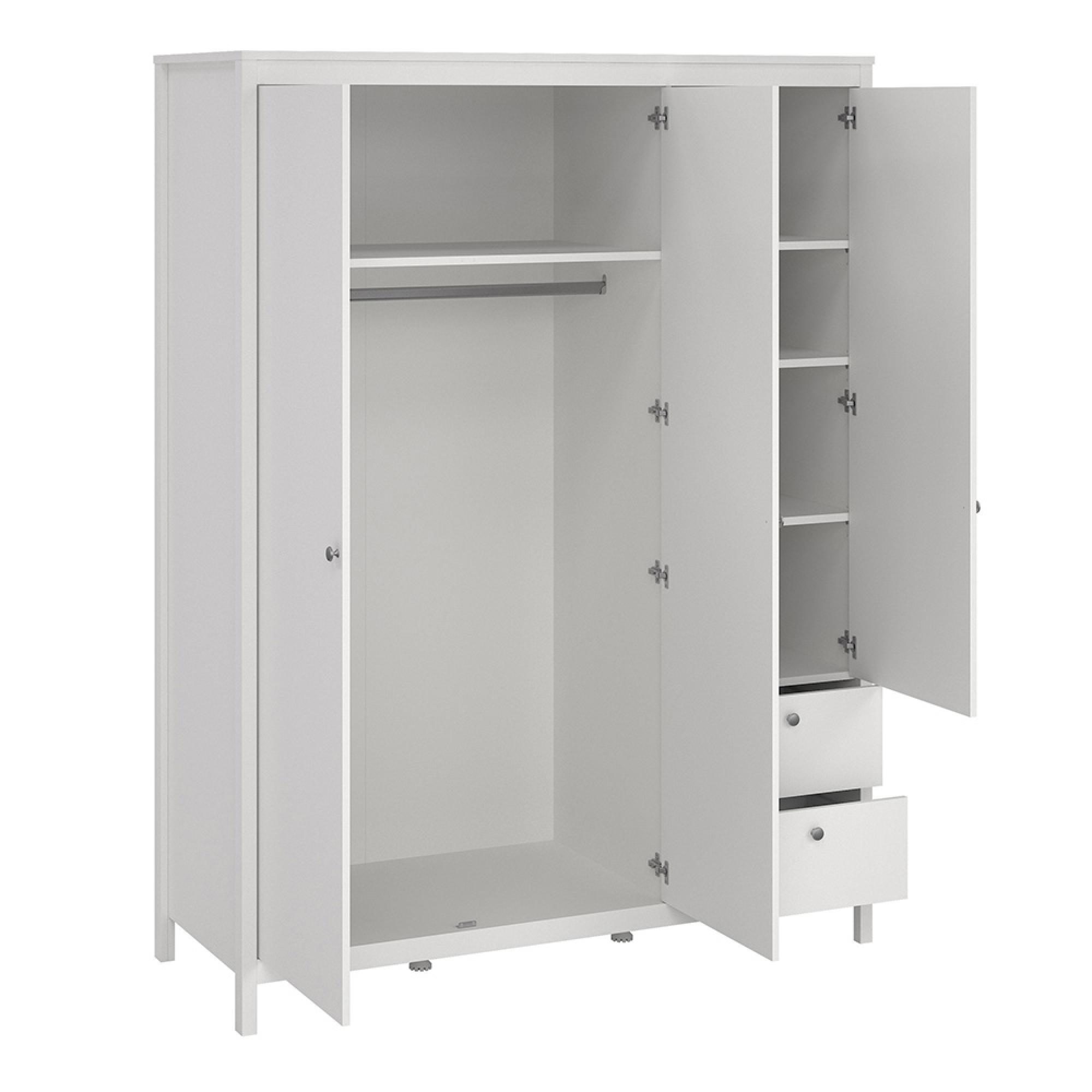 Madrid Wardrobe - 3 Door - 2 Drawer - Combi - White