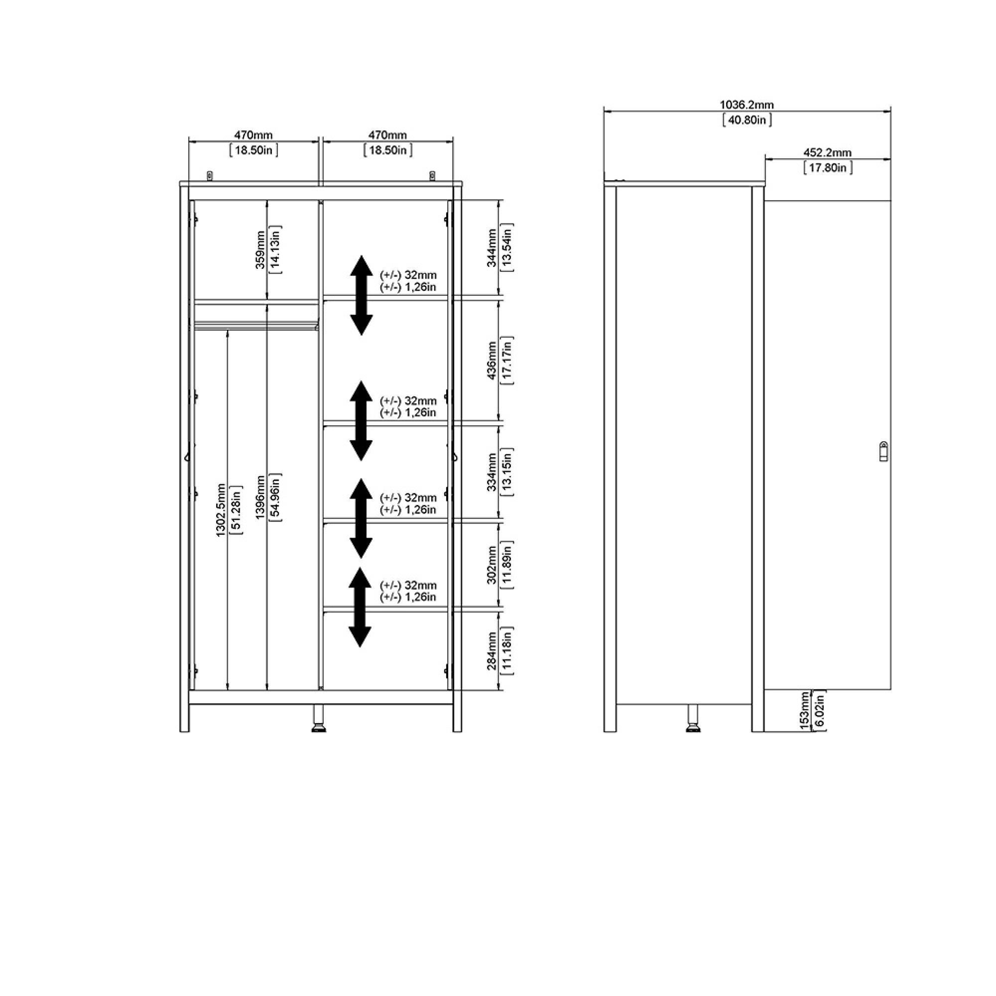 Madrid Wardrobe - 2 Door - White