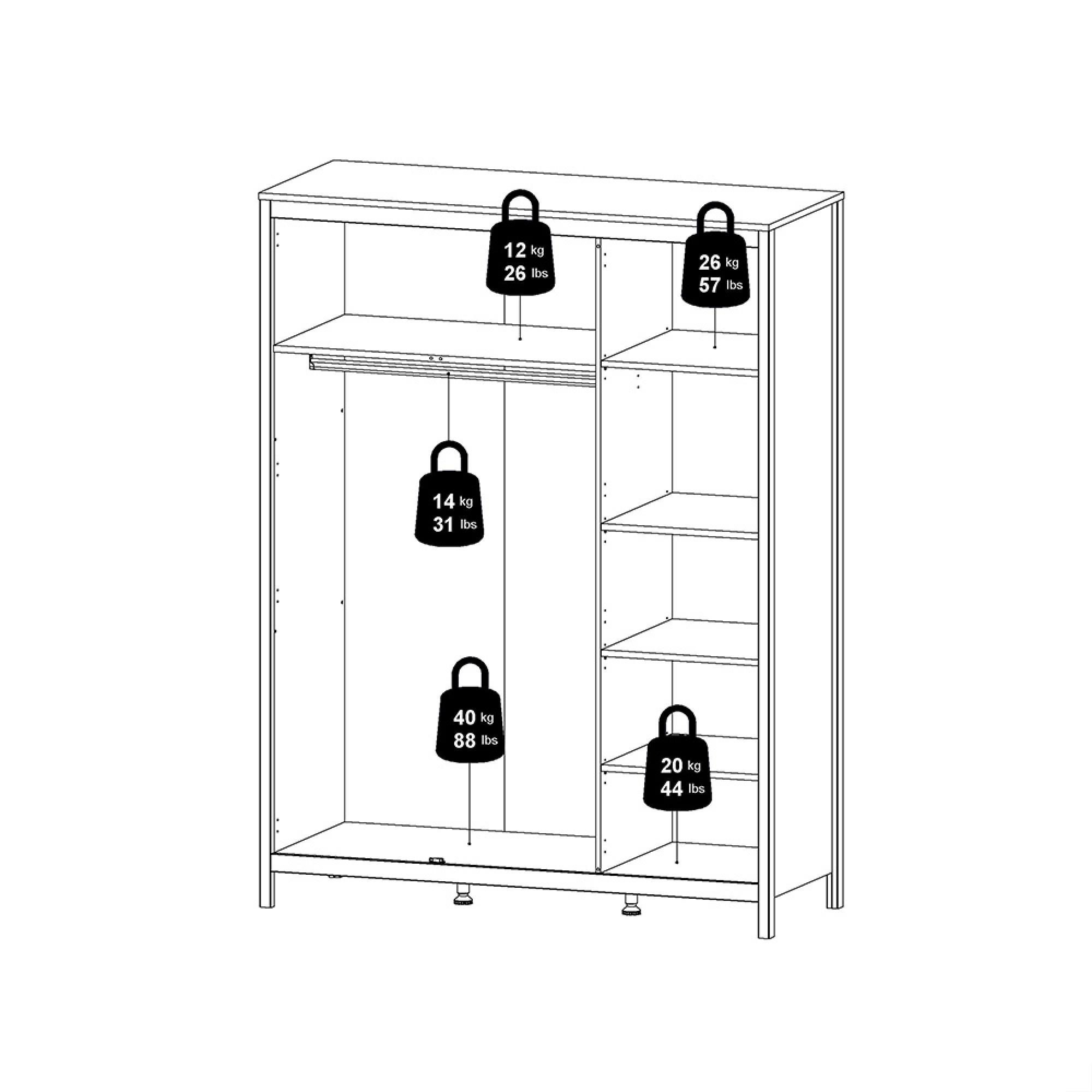 Madrid Wardrobe - 3 Door - White