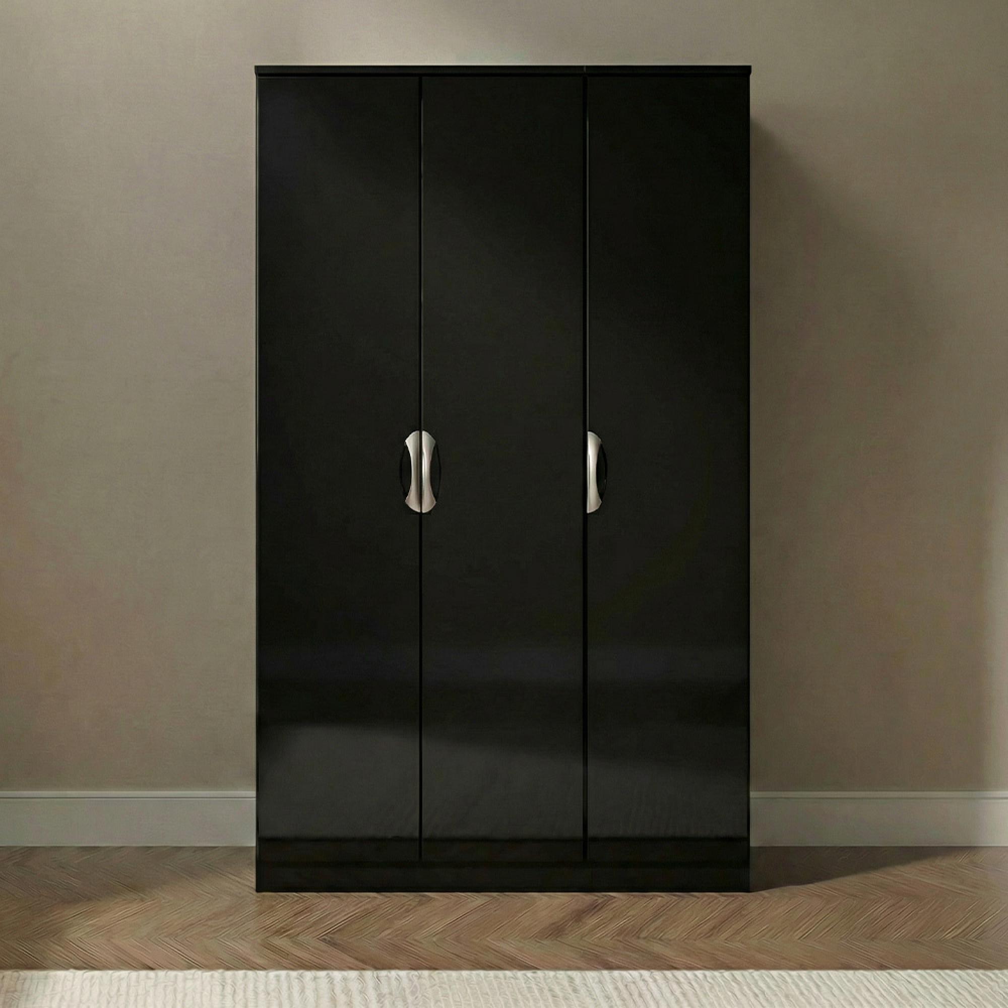 Camden Wardrobe - 3 Door - Tall Triple - Black Gloss