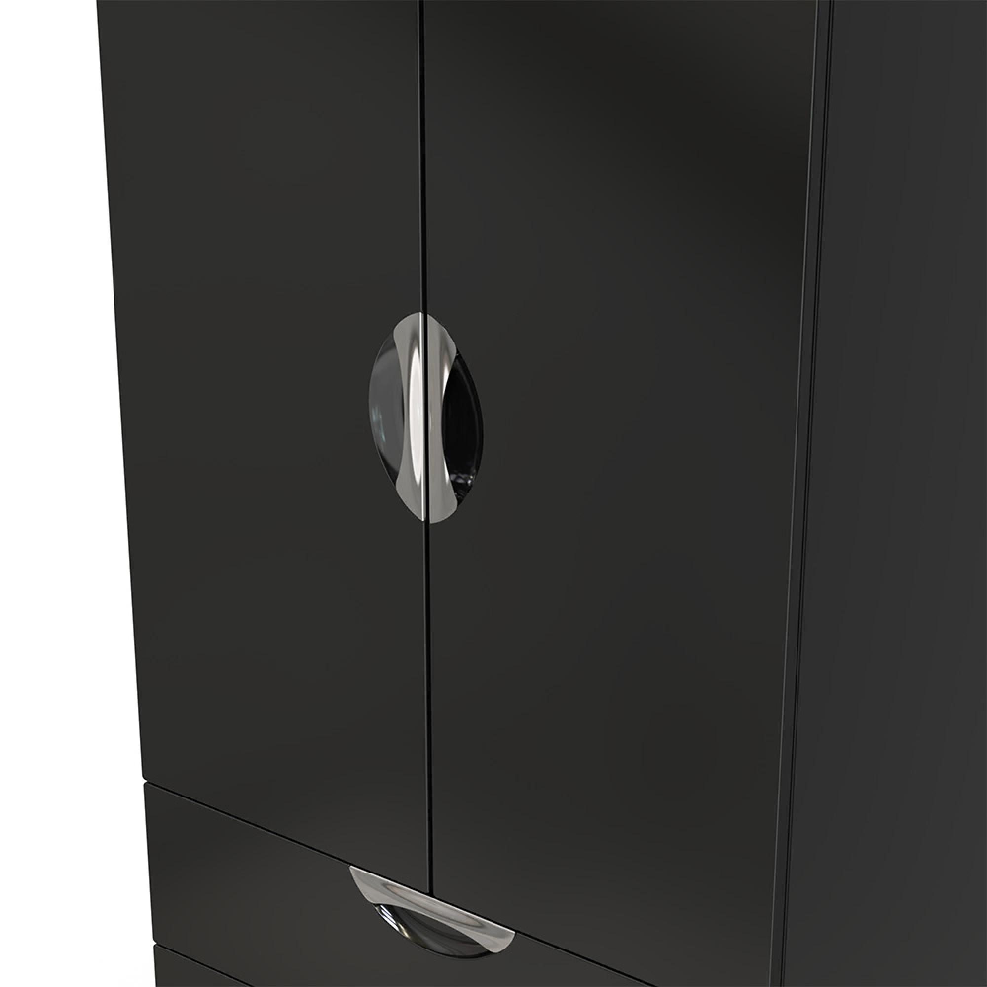 Camden Wardrobe - 2 Door - 2 Drawers - Double - Black Gloss