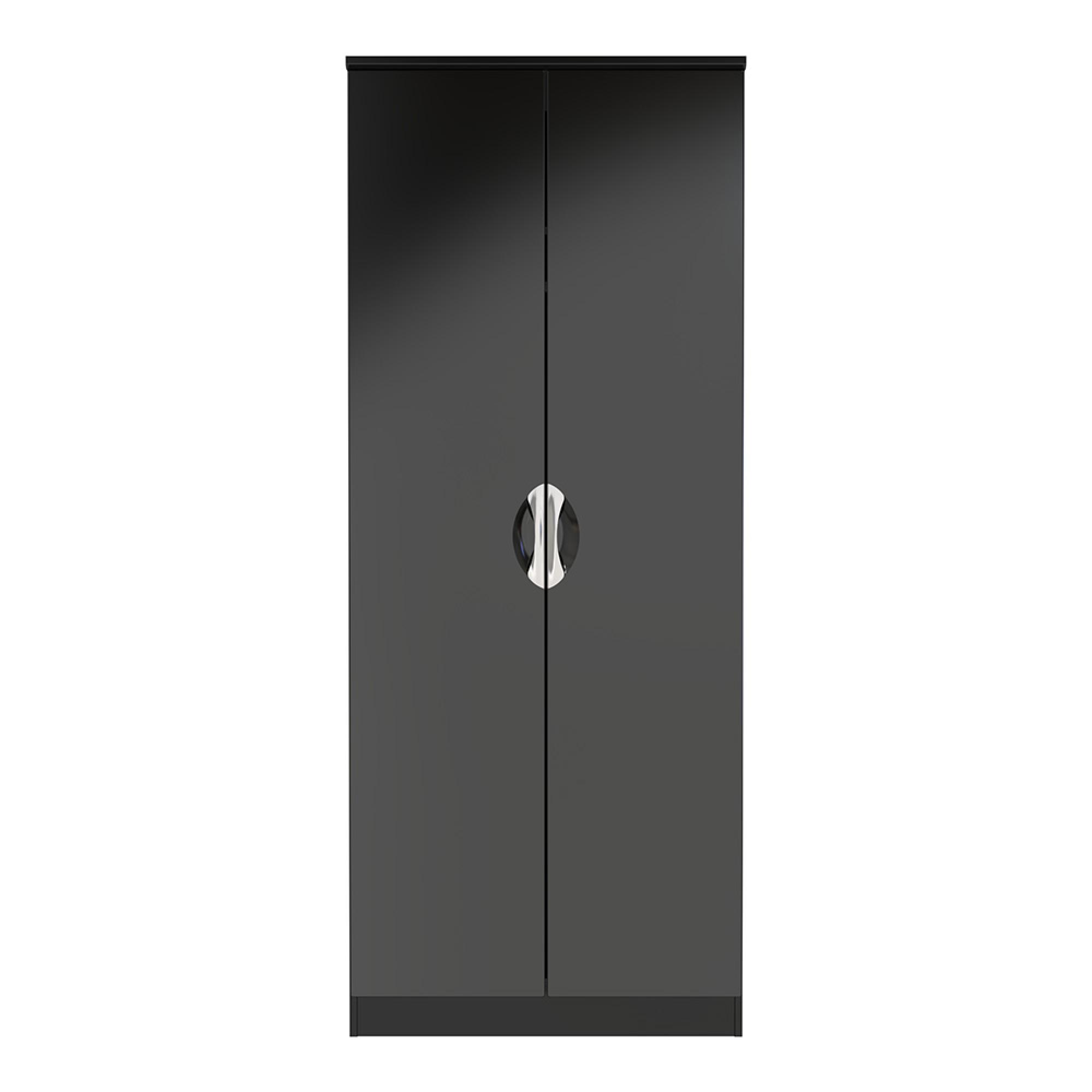 Camden Wardrobe - 2 Door - Plain - Black Gloss