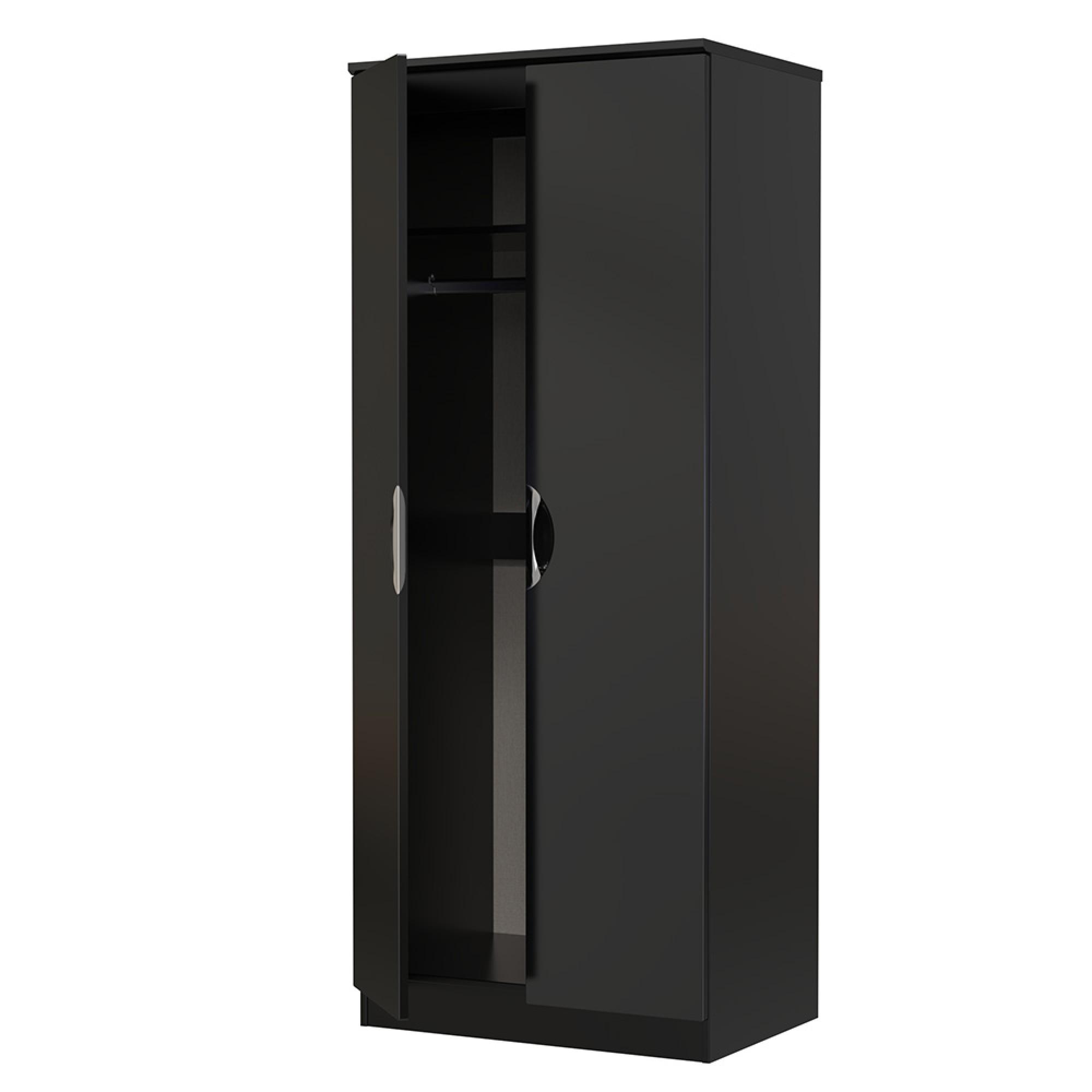 Camden Wardrobe - 2 Door - Plain - Black Gloss