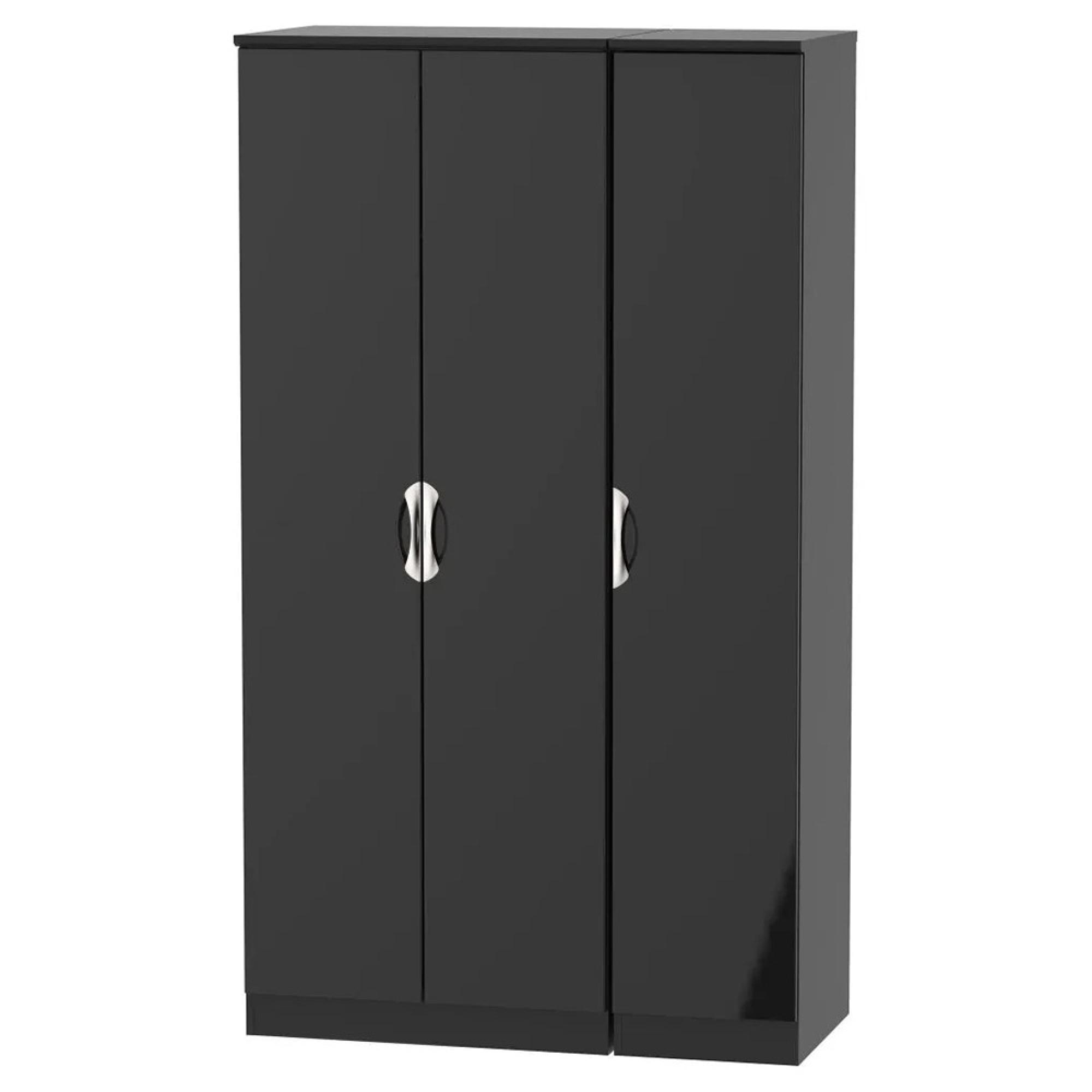 Camden Wardrobe - 3 Door - Tall Triple - Black Gloss